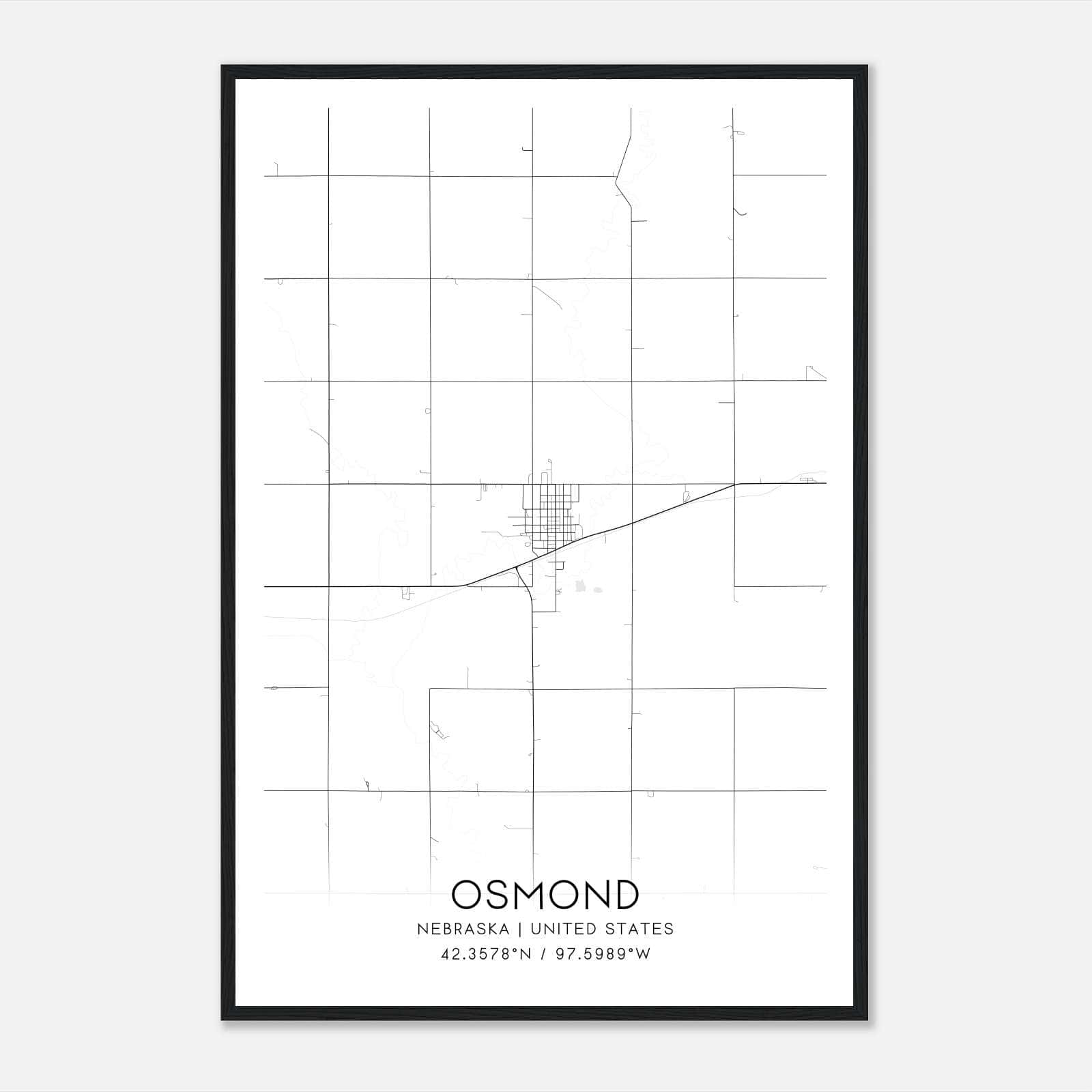 Osmond Nebraska Map Poster, Modern Home Decor Wall Art Print Osmond Nebraska Map Poster, Modern Home Decor Wall Art Print