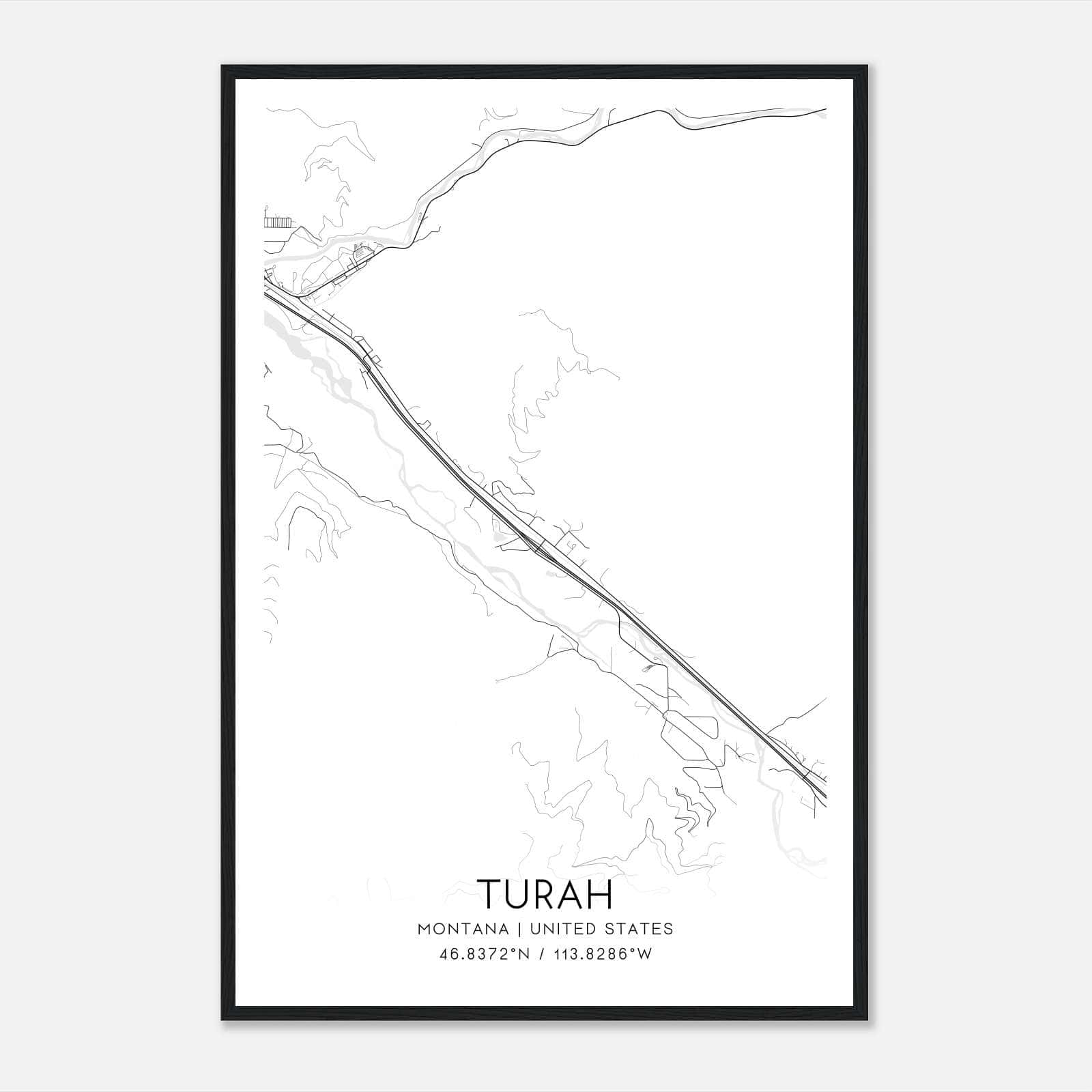 Turah Montana Map Poster, Modern Home Decor Wall Art Print Turah Montana Map Poster, Modern Home Decor Wall Art Print