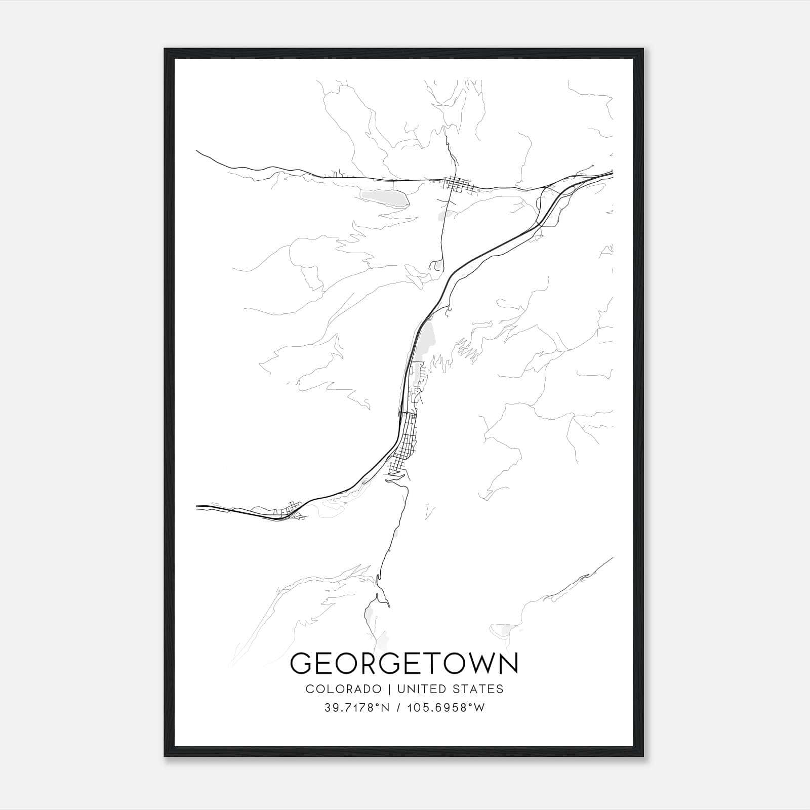 Georgetown Colorado Map Poster, Modern Home Decor Wall Art Print Georgetown Colorado Map Poster, Modern Home Decor Wall Art Print