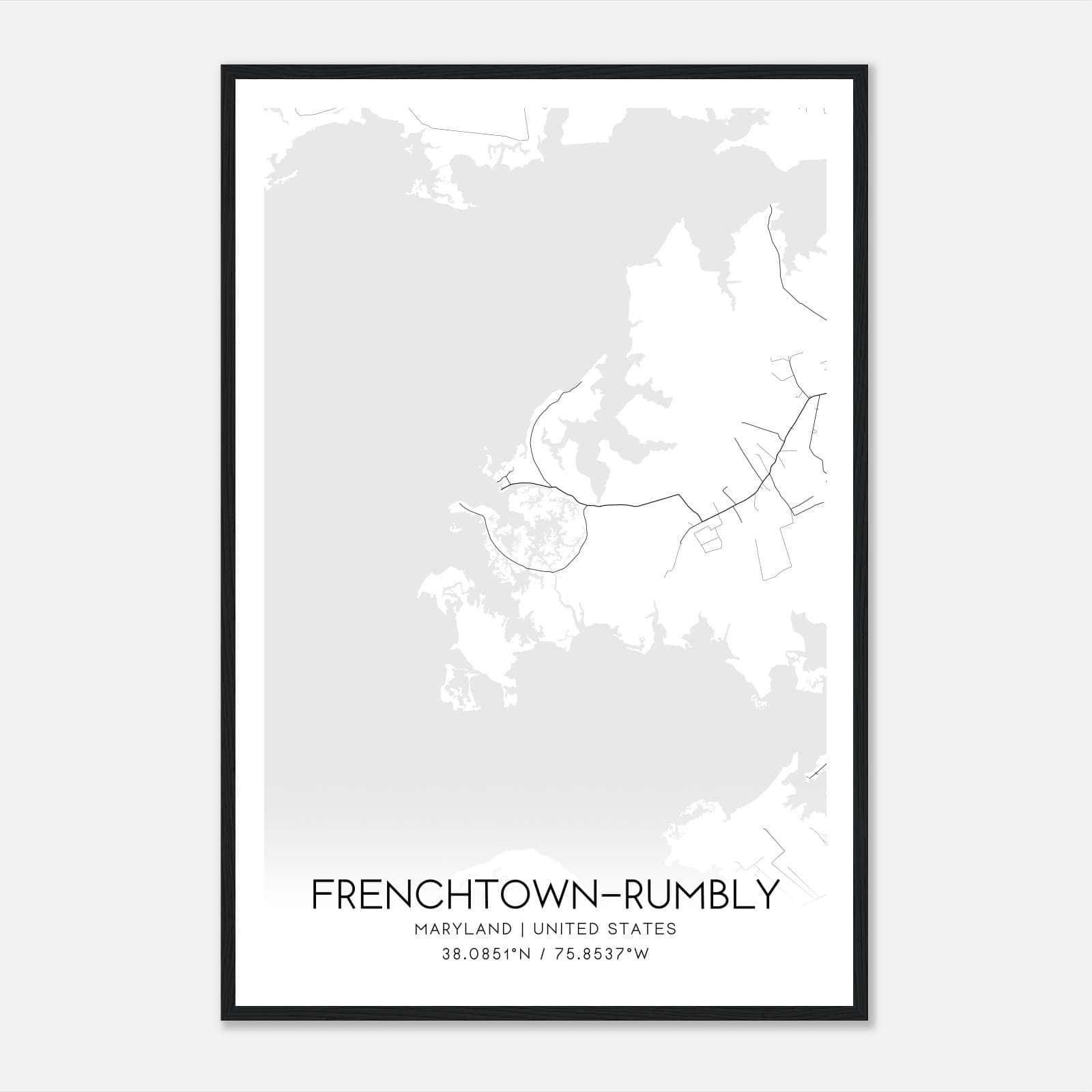 Frenchtown-Rumbly Maryland Map Poster, Modern Home Decor Wall Art Print Frenchtown-Rumbly Maryland Map Poster, Modern Home Decor Wall Art Print