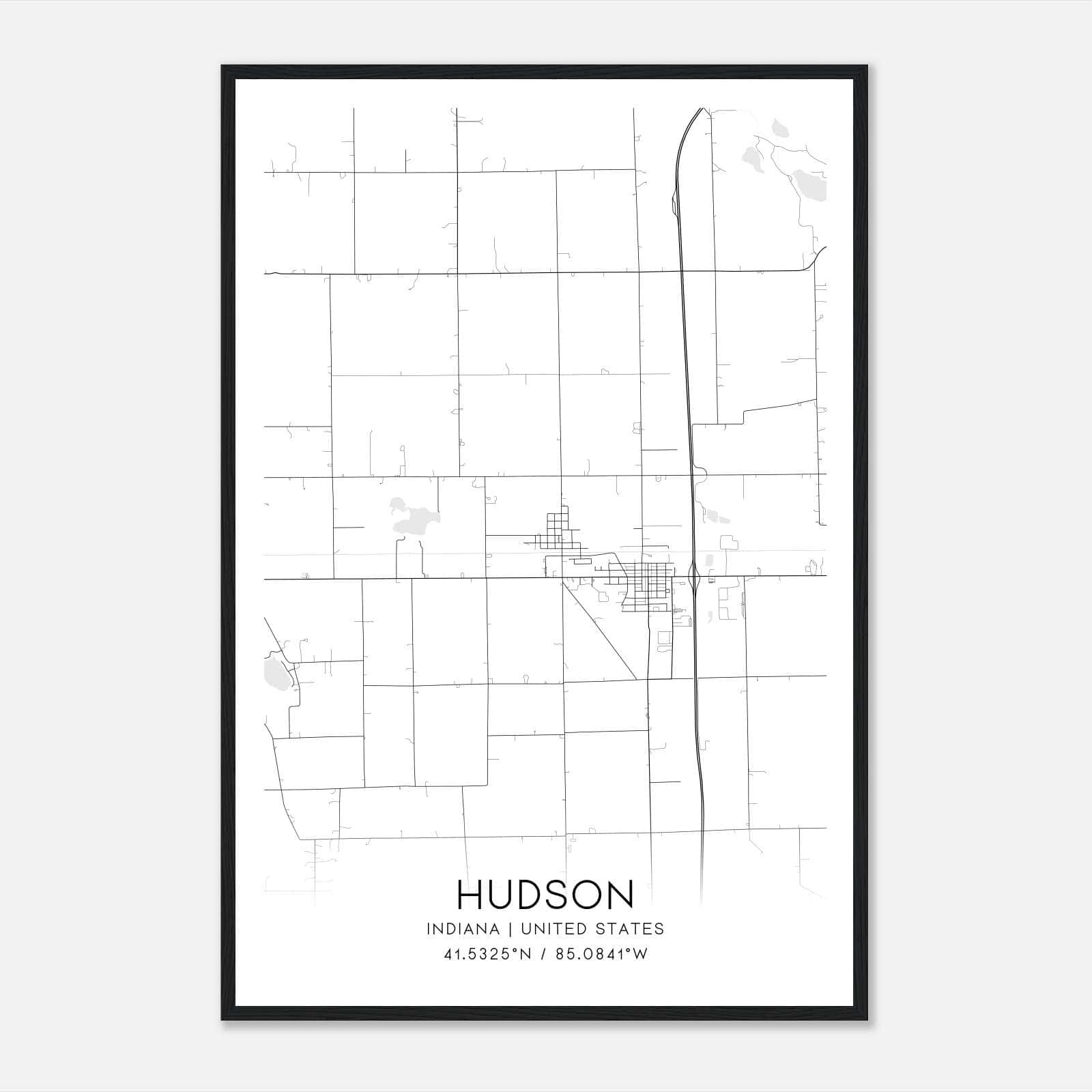 Hudson Indiana Map Poster, Modern Home Decor Wall Art Print Hudson Indiana Map Poster, Modern Home Decor Wall Art Print