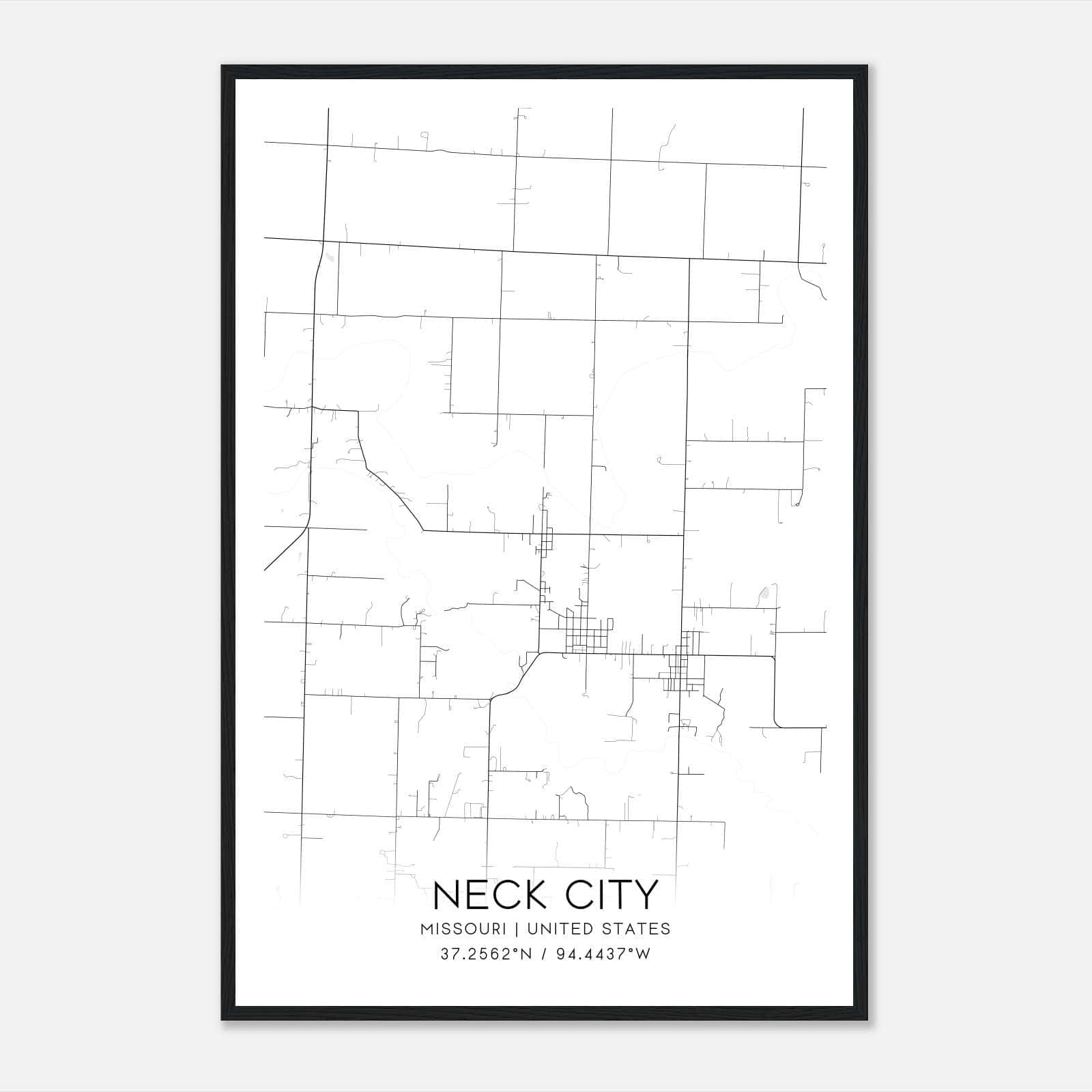Neck City Missouri Map Poster, Modern Home Decor Wall Art Print Neck City Missouri Map Poster, Modern Home Decor Wall Art Print