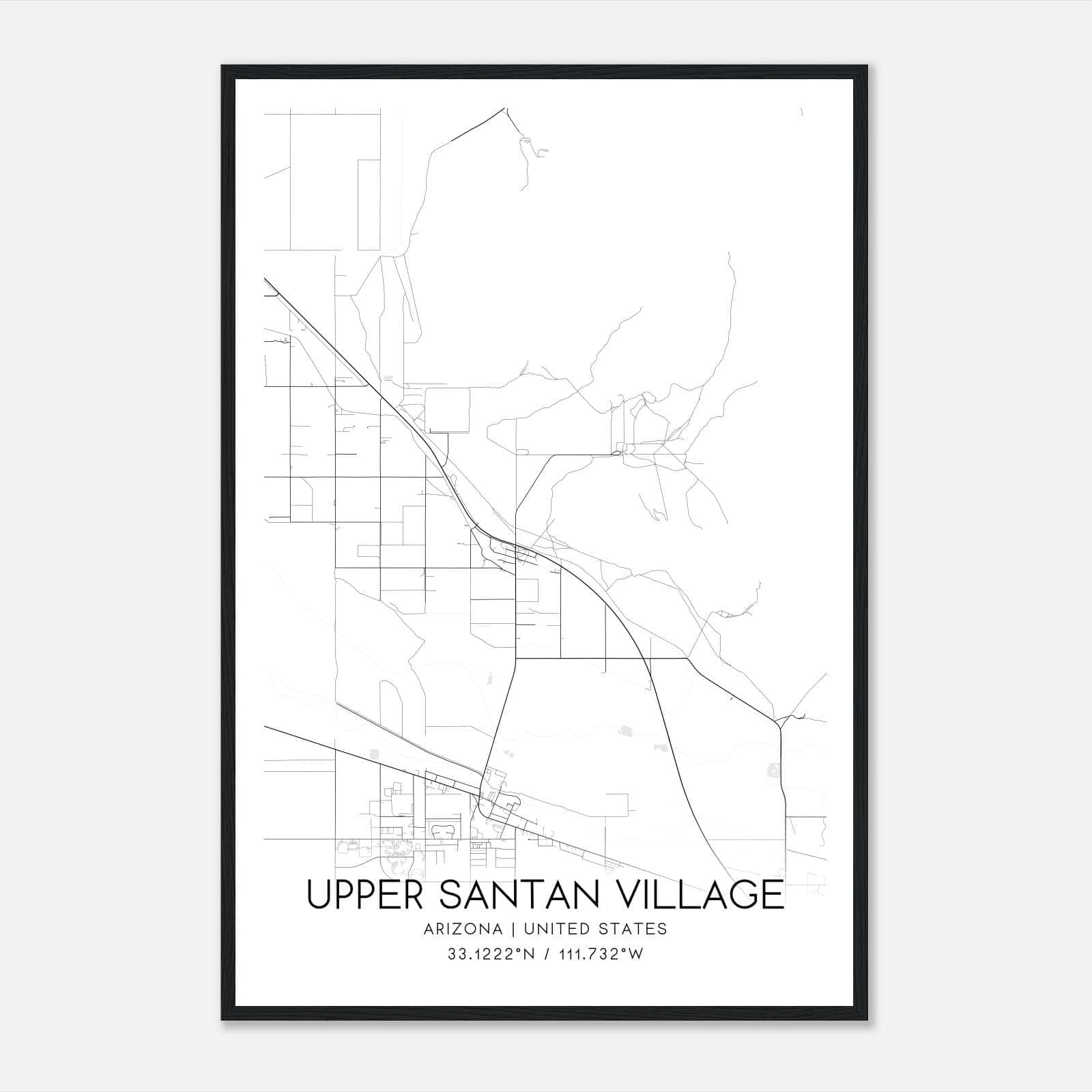 Upper Santan Village Arizona Map Poster, Modern Home Decor Wall Art Print Upper Santan Village Arizona Map Poster, Modern Home Decor Wall Art Print