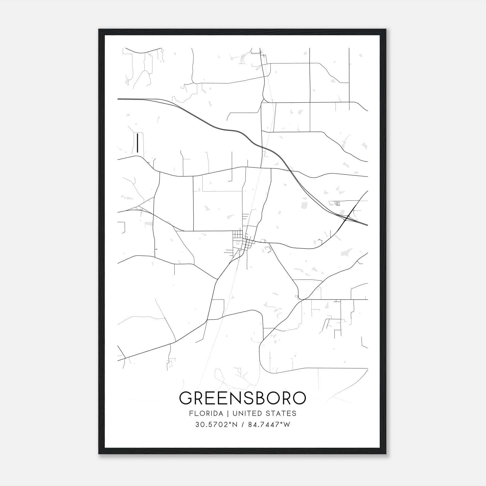 Greensboro Florida Map Poster, Modern Home Decor Wall Art Print Greensboro Florida Map Poster, Modern Home Decor Wall Art Print