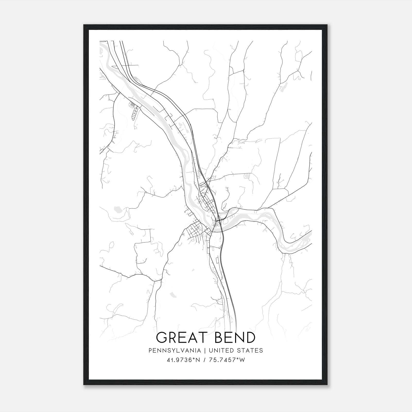 Great Bend Pennsylvania Map Poster, Modern Home Decor Wall Art Print Great Bend Pennsylvania Map Poster, Modern Home Decor Wall Art Print