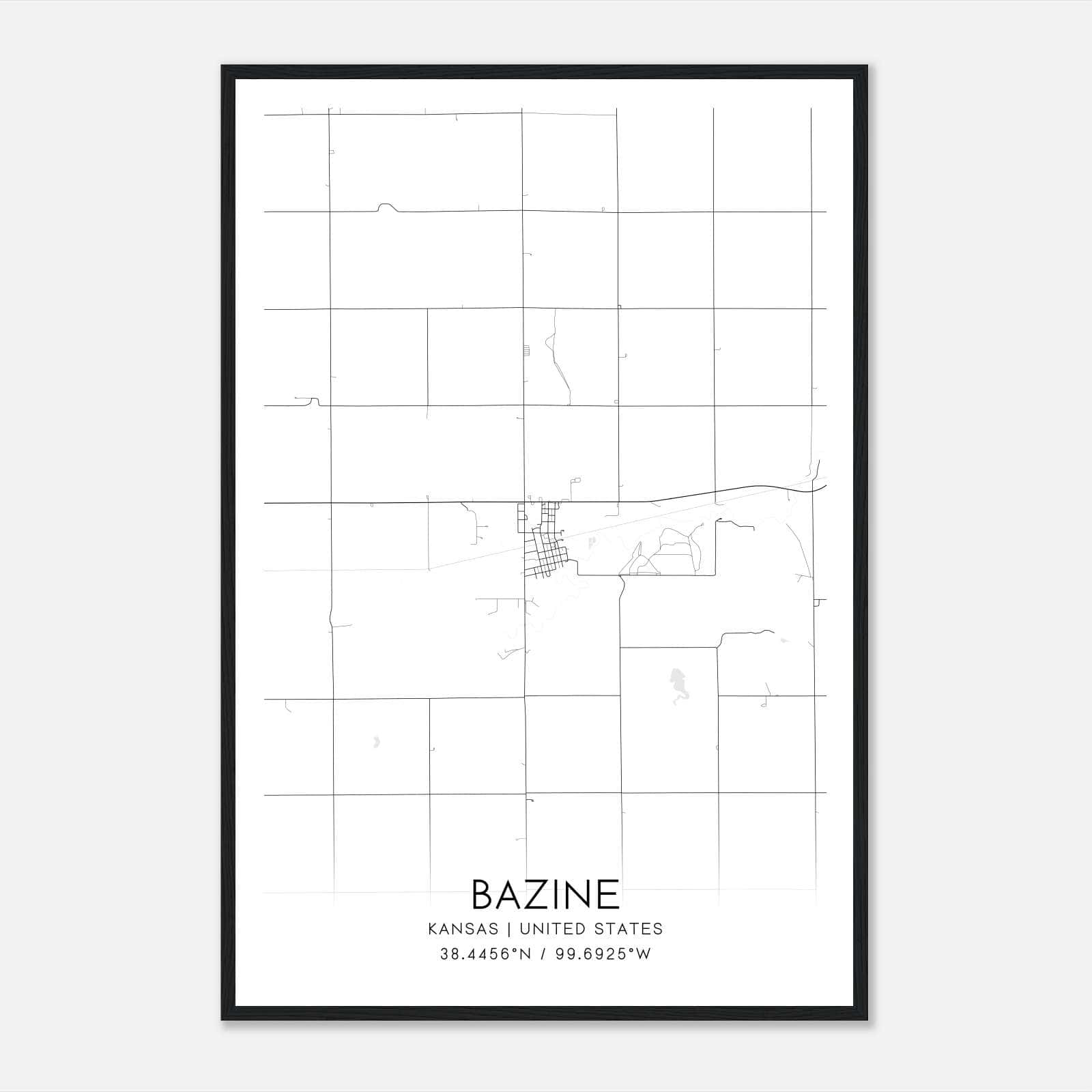 Bazine Kansas Map Poster, Modern Home Decor Wall Art Print Bazine Kansas Map Poster, Modern Home Decor Wall Art Print