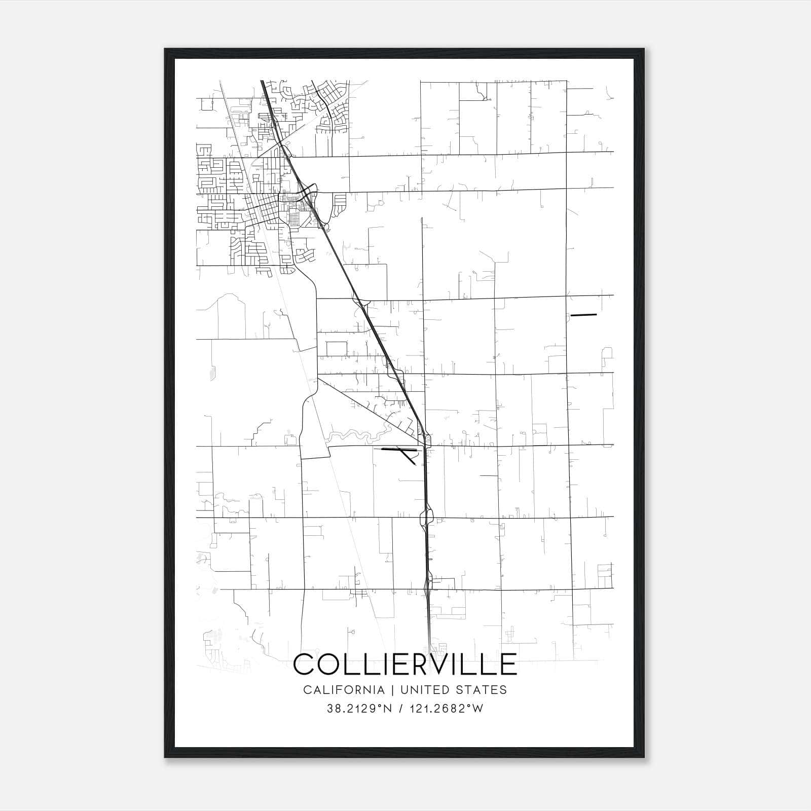 Collierville California Map Poster, Modern Home Decor Wall Art Print Collierville California Map Poster, Modern Home Decor Wall Art Print