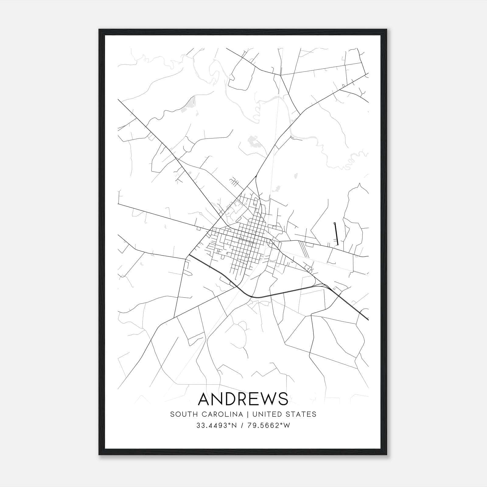 Andrews South Carolina Map Poster, Modern Home Decor Wall Art Print Andrews South Carolina Map Poster, Modern Home Decor Wall Art Print
