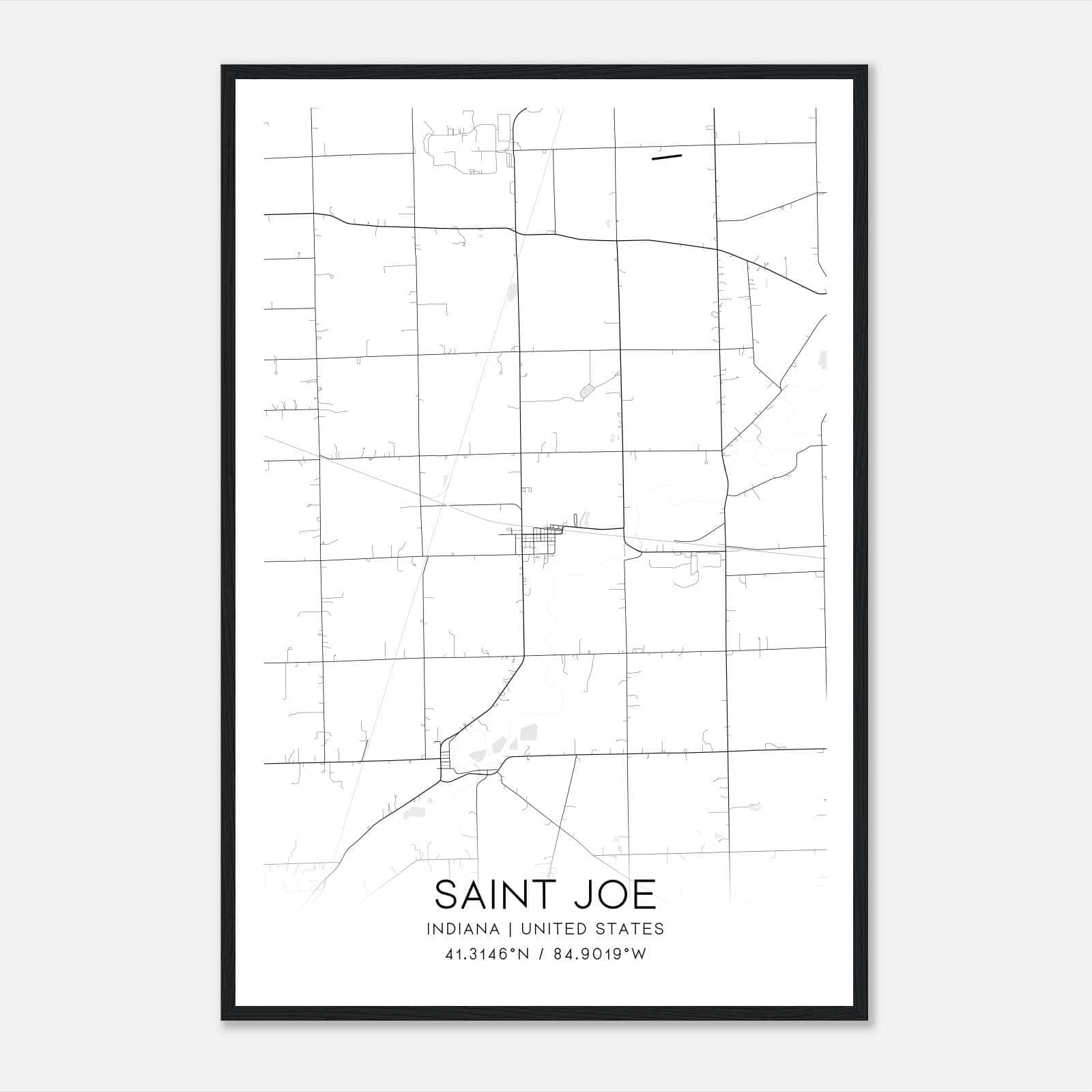 Saint Joe Indiana Map Poster, Modern Home Decor Wall Art Print Saint Joe Indiana Map Poster, Modern Home Decor Wall Art Print