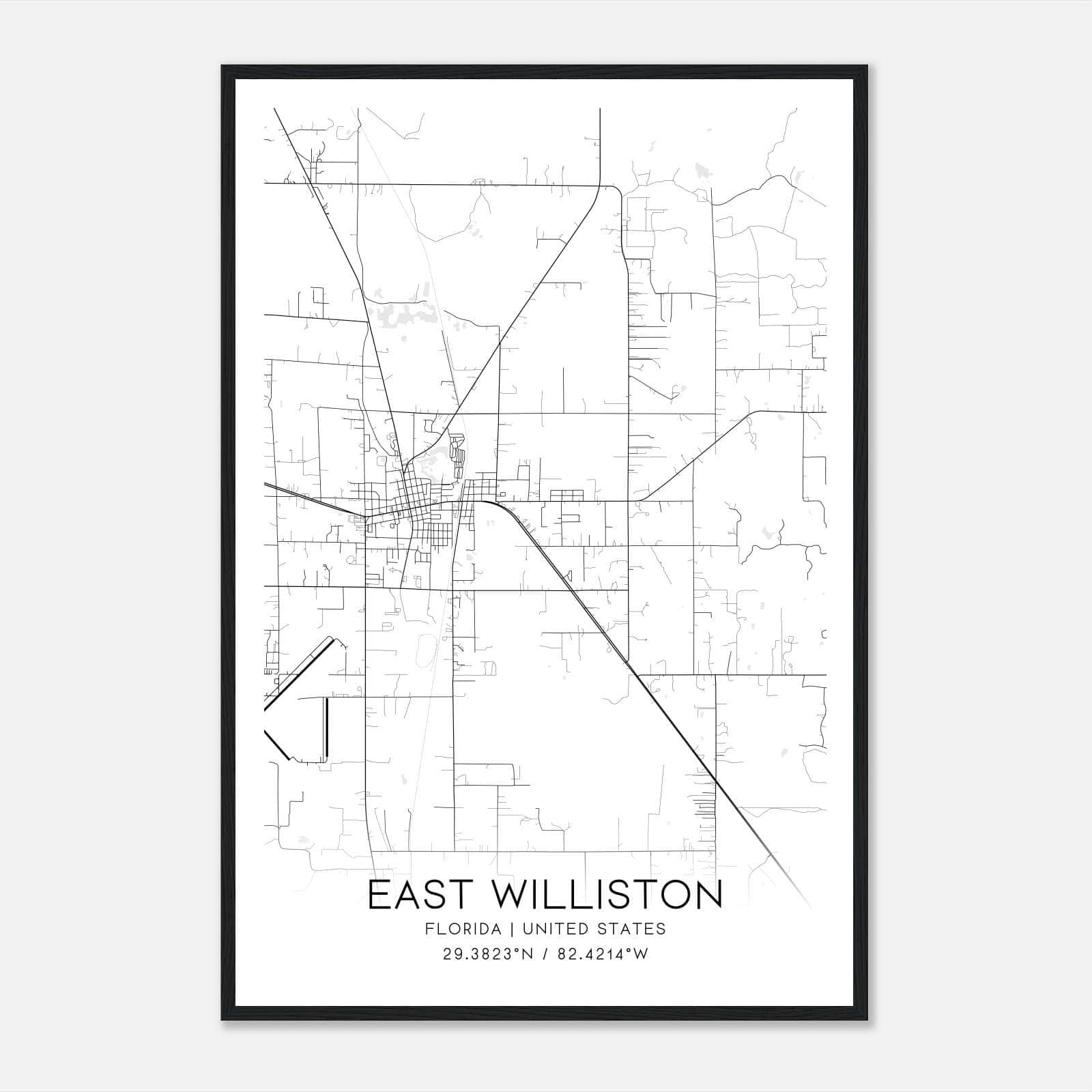 East Williston Florida Map Poster, Modern Home Decor Wall Art Print East Williston Florida Map Poster, Modern Home Decor Wall Art Print