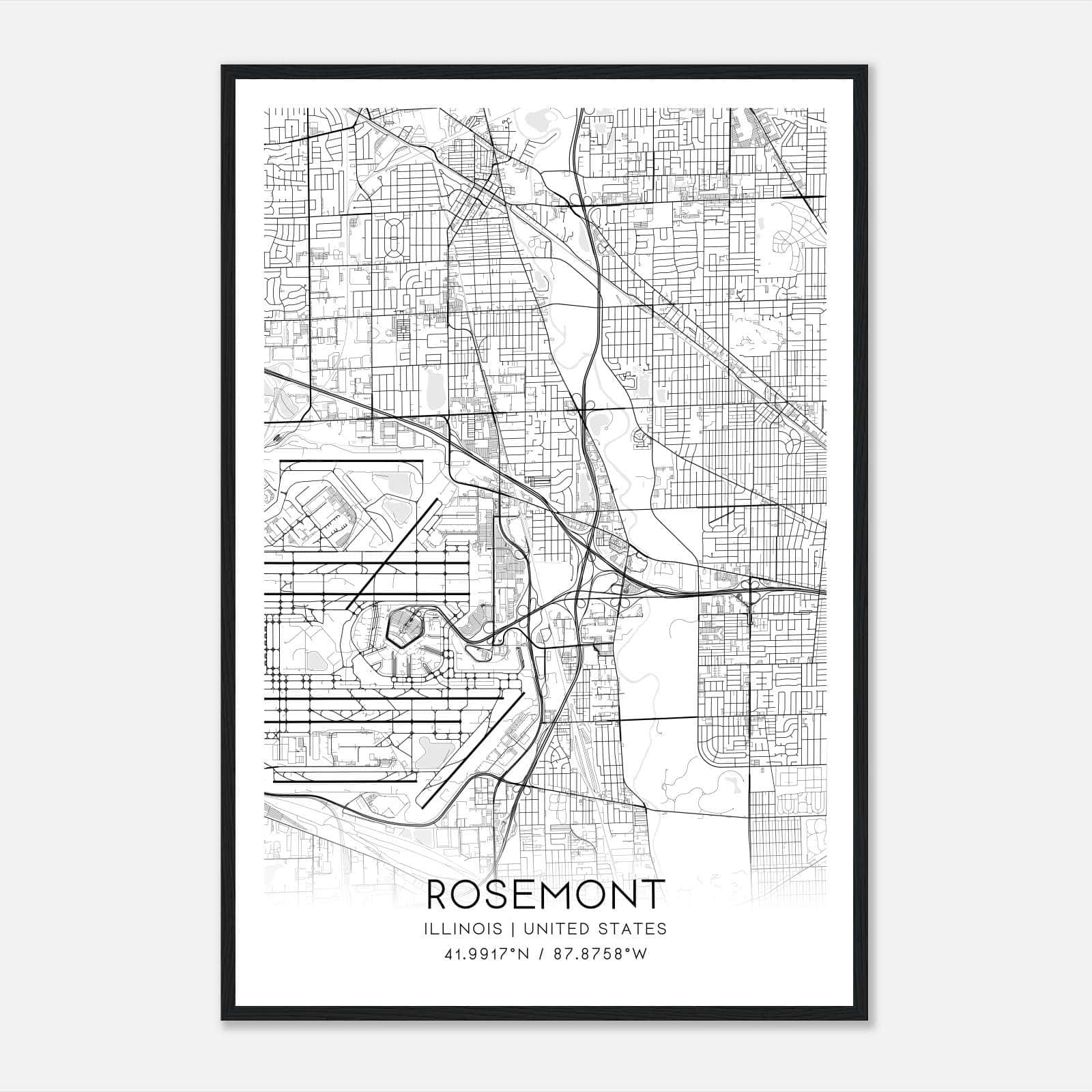 Rosemont Illinois Map Poster, Modern Home Decor Wall Art Print Rosemont Illinois Map Poster, Modern Home Decor Wall Art Print