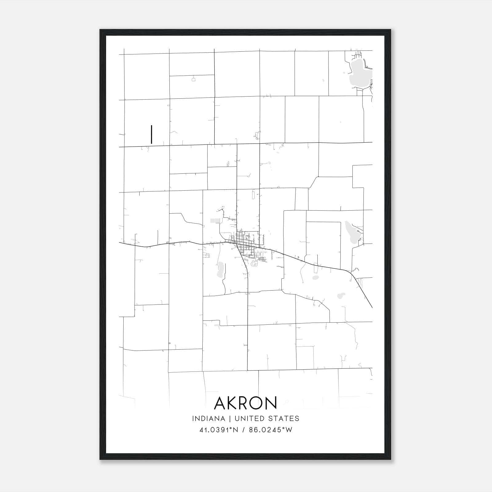 Akron Indiana Map Poster, Modern Home Decor Wall Art Print Akron Indiana Map Poster, Modern Home Decor Wall Art Print