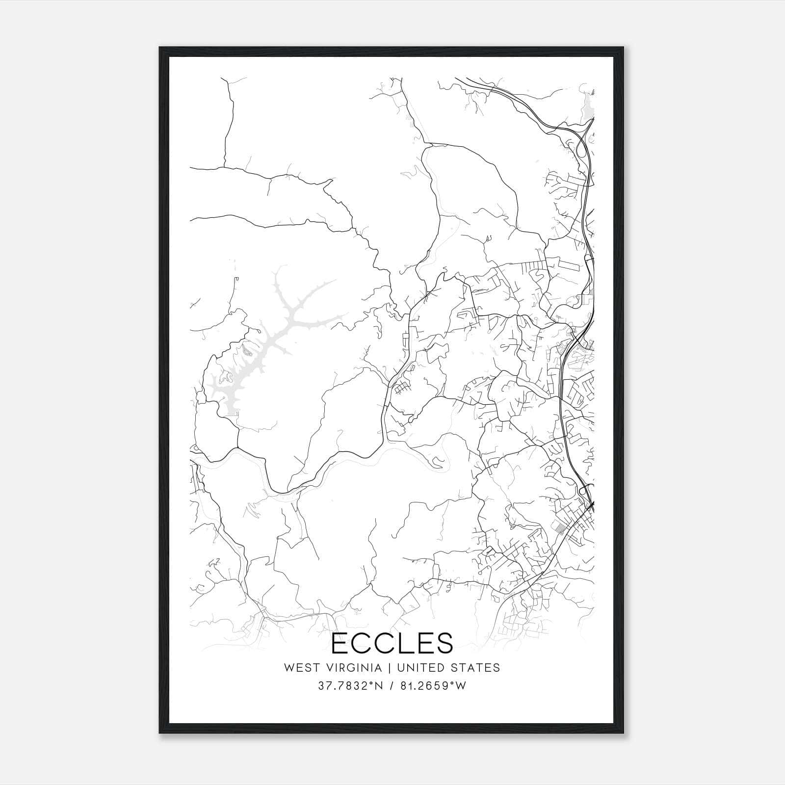 Eccles West Virginia Map Poster, Modern Home Decor Wall Art Print Eccles West Virginia Map Poster, Modern Home Decor Wall Art Print