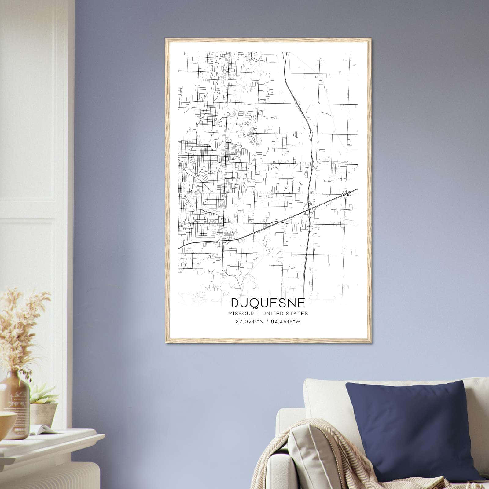 Deerfield Kansas Map Poster, Modern Home Decor Wall Art Print (Copy)