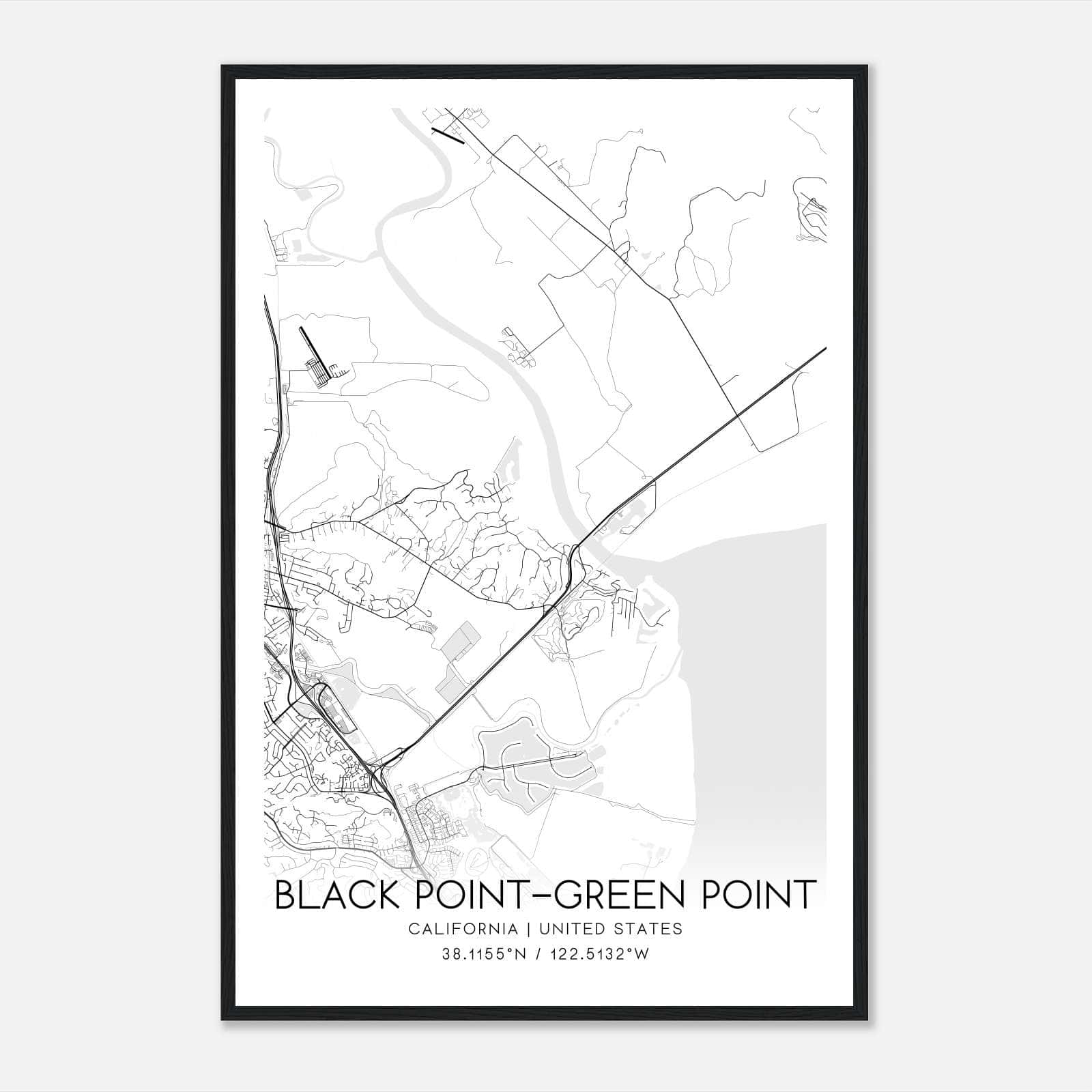 Black Point-Green Point California Map Poster, Modern Home Decor Wall Art Print Black Point-Green Point California Map Poster, Modern Home Decor Wall Art Print