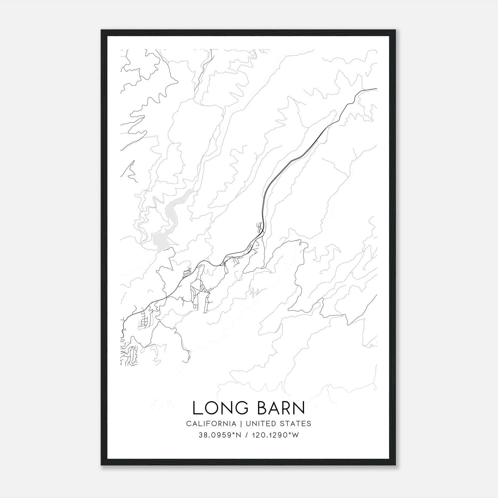Long Barn California Map Poster, Modern Home Decor Wall Art Print Long Barn California Map Poster, Modern Home Decor Wall Art Print
