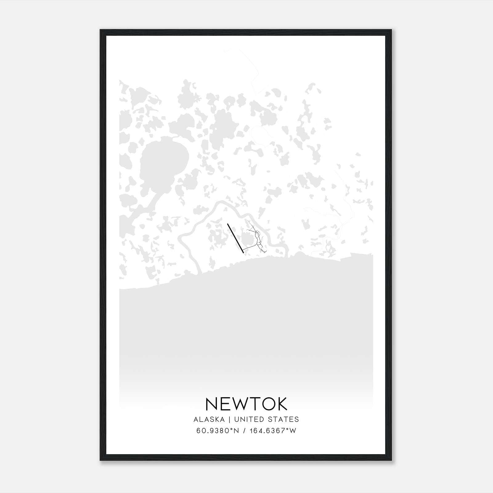 Newtok Alaska Map Poster, Modern Home Decor Wall Art Print Newtok Alaska Map Poster, Modern Home Decor Wall Art Print