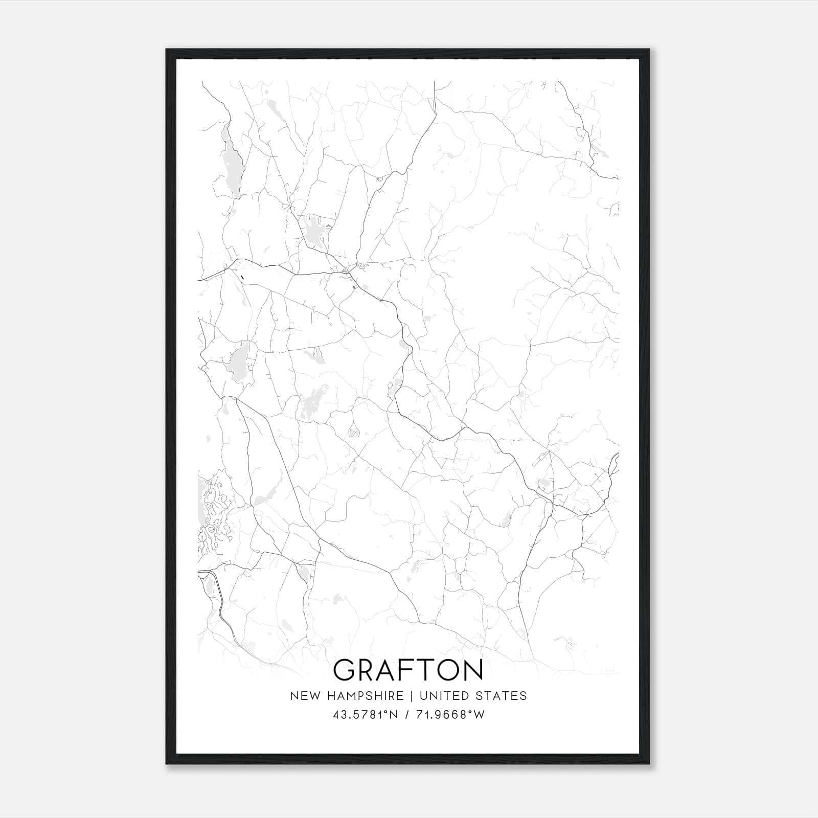Grafton New Hampshire Map Poster, Modern Home Decor Wall Art Print Grafton New Hampshire Map Poster, Modern Home Decor Wall Art Print