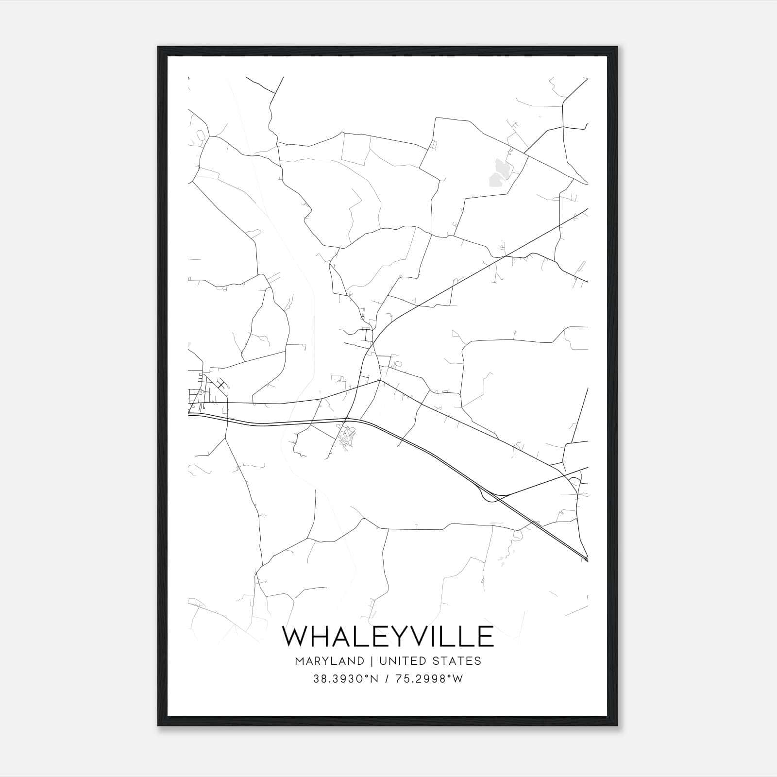 Whaleyville Maryland Map Poster, Modern Home Decor Wall Art Print Whaleyville Maryland Map Poster, Modern Home Decor Wall Art Print
