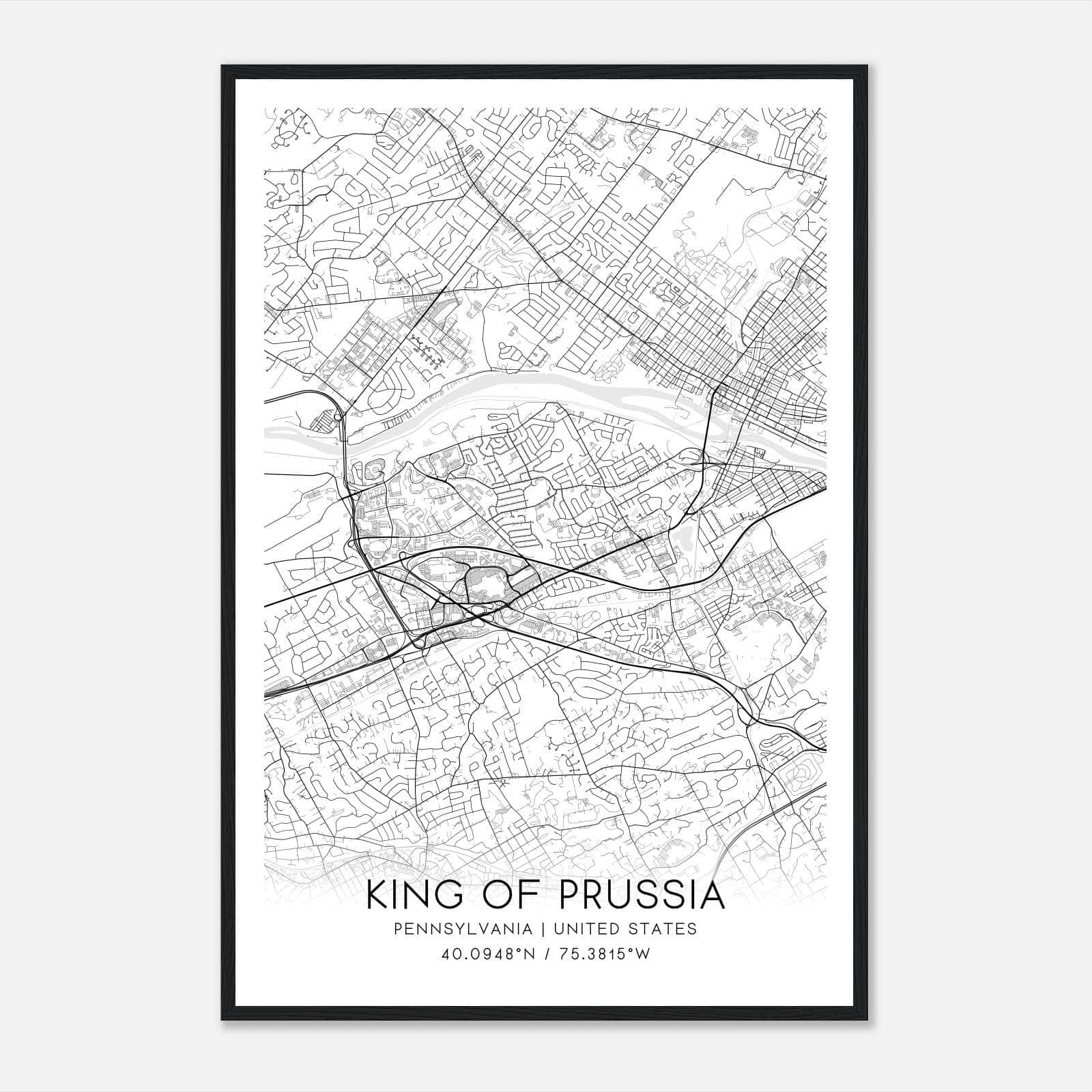 King Of Prussia Pennsylvania Map Poster, Modern Home Decor Wall Art Print King Of Prussia Pennsylvania Map Poster, Modern Home Decor Wall Art Print