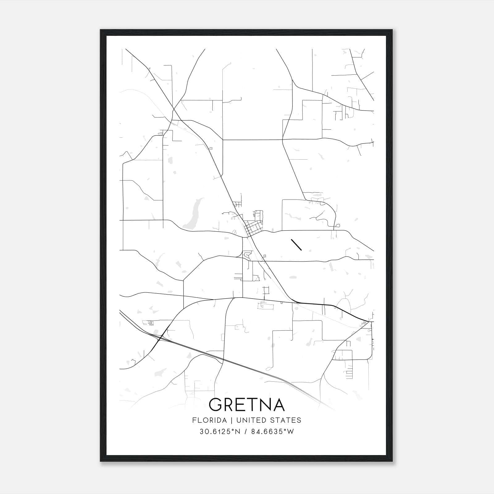 Gretna Florida Map Poster, Modern Home Decor Wall Art Print Gretna Florida Map Poster, Modern Home Decor Wall Art Print