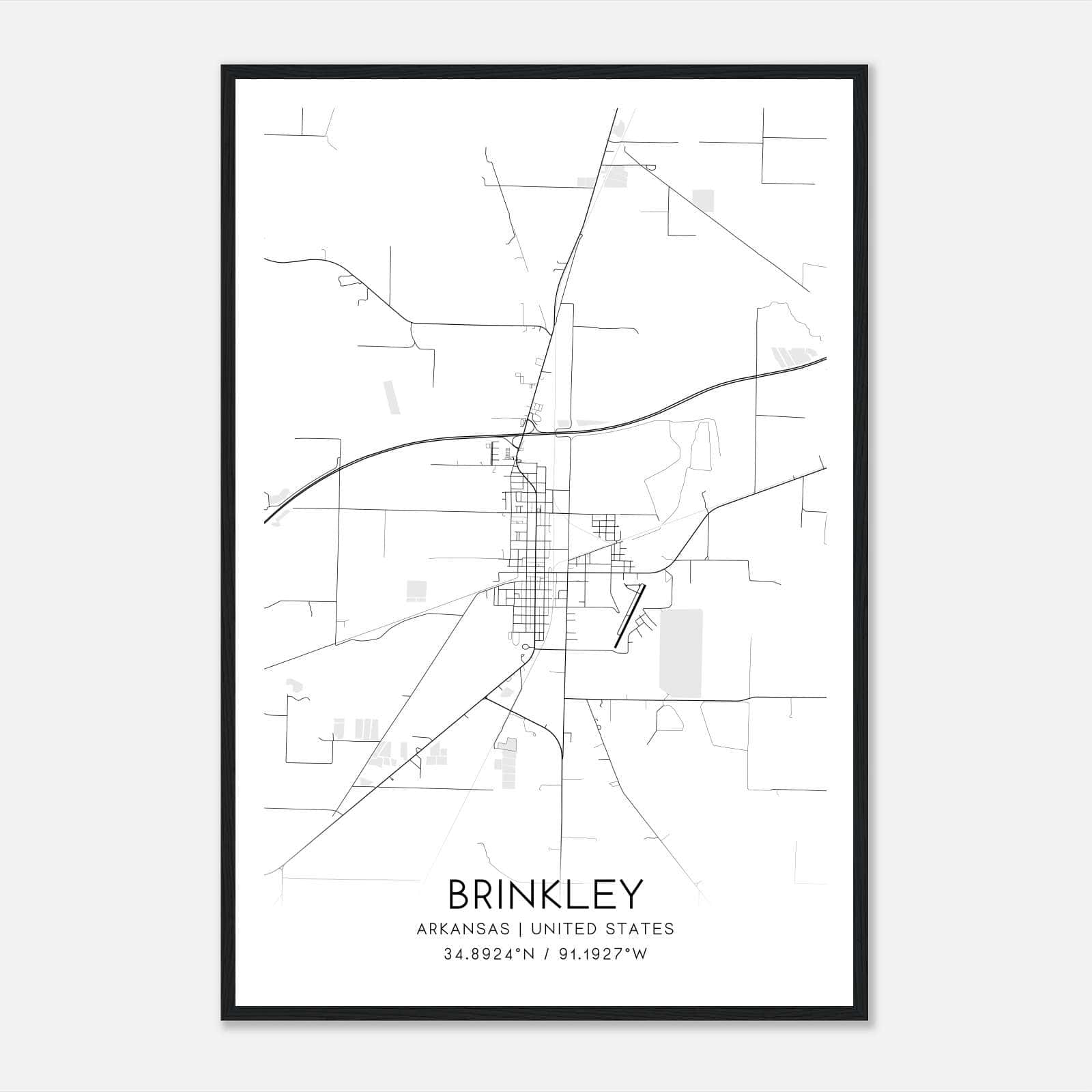 Brinkley Arkansas Map Poster, Modern Home Decor Wall Art Print Brinkley Arkansas Map Poster, Modern Home Decor Wall Art Print