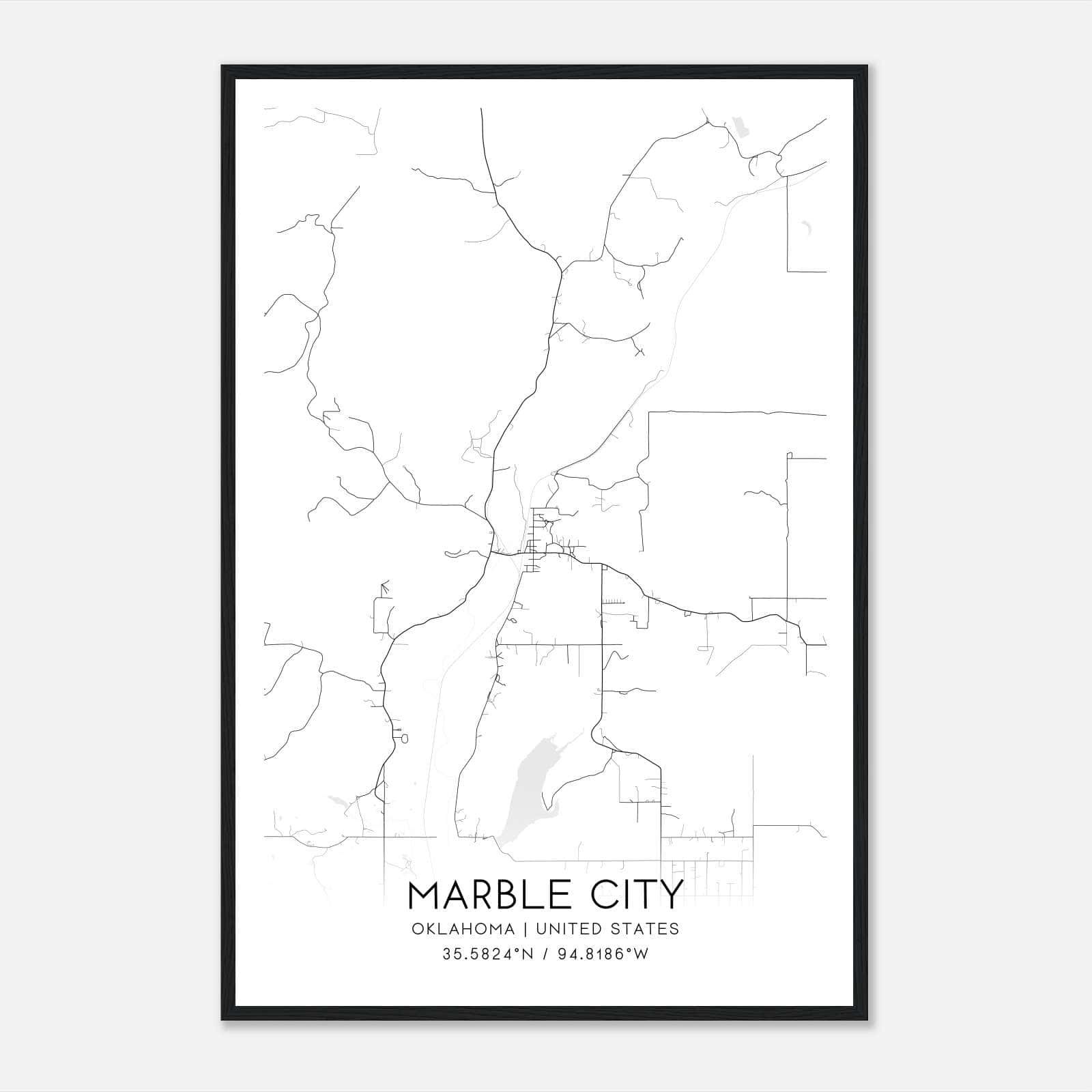 Marble City Oklahoma Map Poster, Modern Home Decor Wall Art Print Marble City Oklahoma Map Poster, Modern Home Decor Wall Art Print