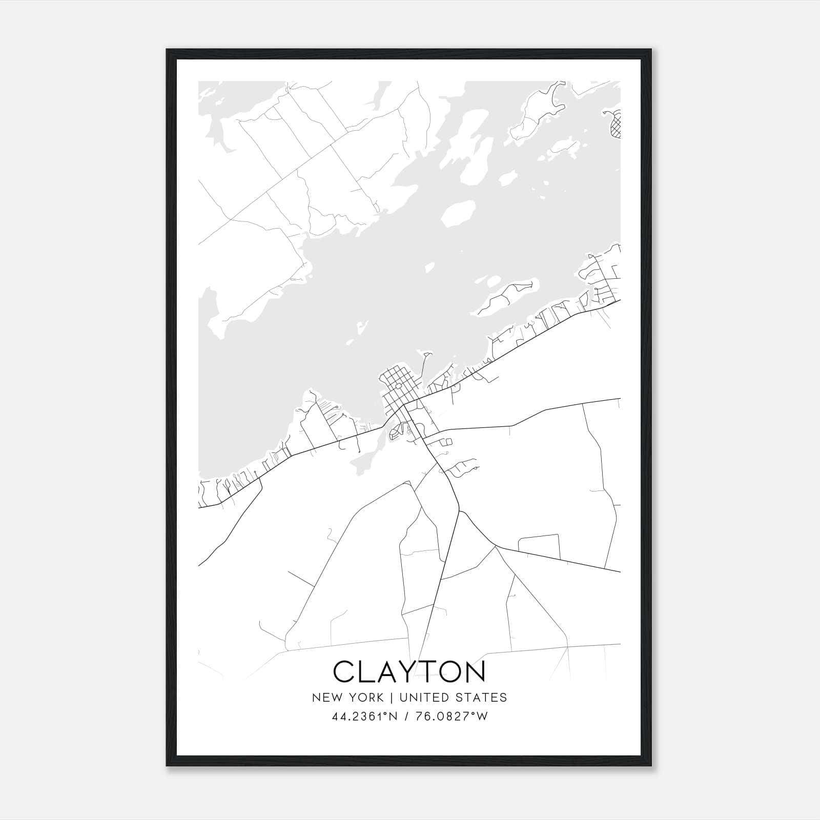Clayton New York Map Poster, Modern Home Decor Wall Art Print Clayton New York Map Poster, Modern Home Decor Wall Art Print