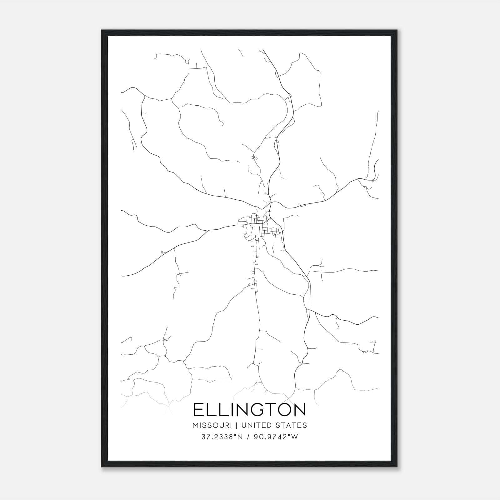 Ellington Missouri Map Poster, Modern Home Decor Wall Art Print Ellington Missouri Map Poster, Modern Home Decor Wall Art Print