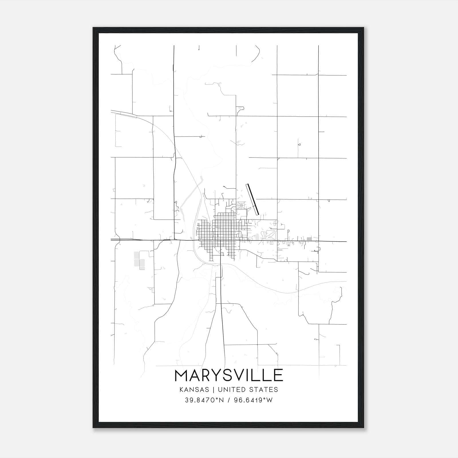 Marysville Kansas Map Poster, Modern Home Decor Wall Art Print Marysville Kansas Map Poster, Modern Home Decor Wall Art Print