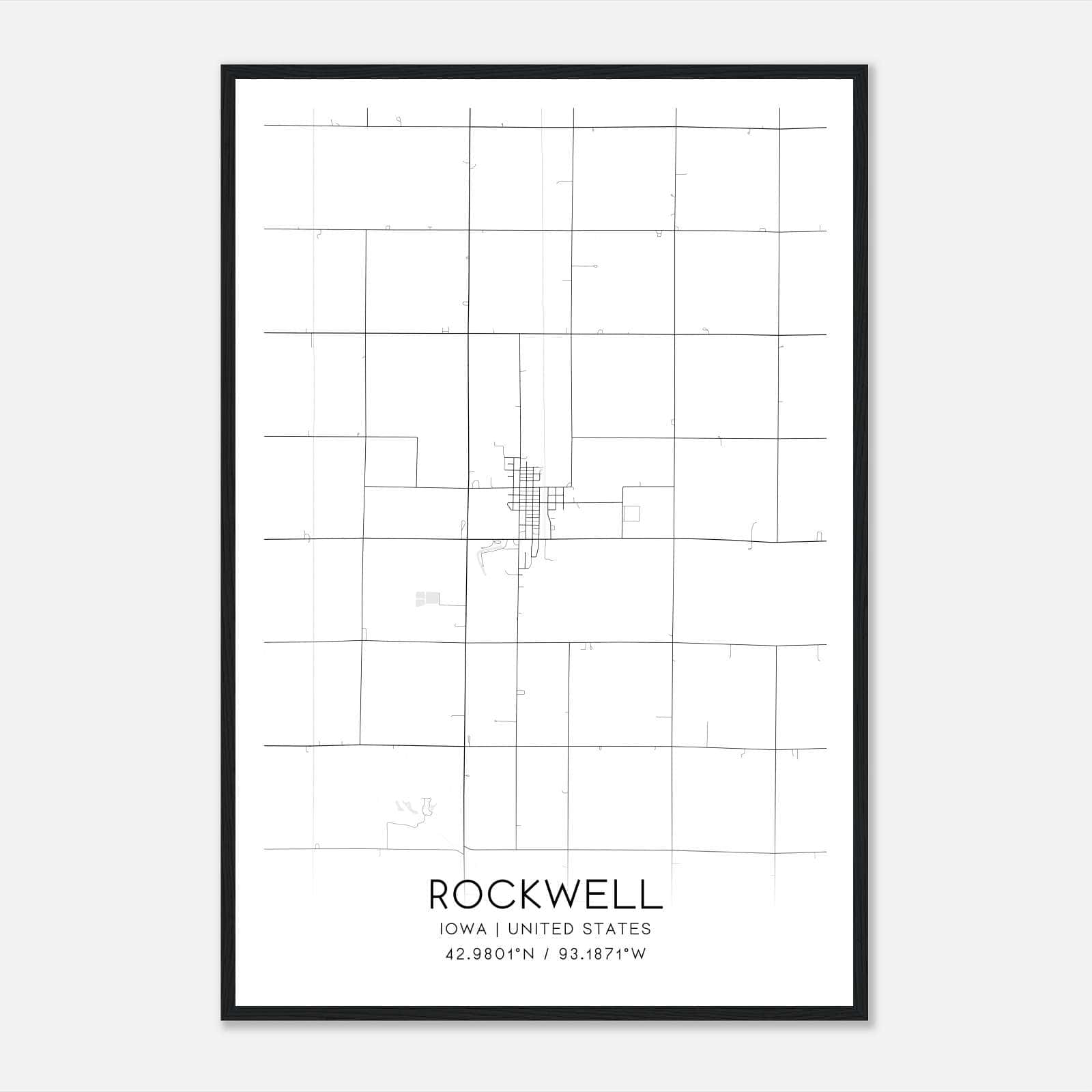 Rockwell Iowa Map Poster, Modern Home Decor Wall Art Print Rockwell Iowa Map Poster, Modern Home Decor Wall Art Print