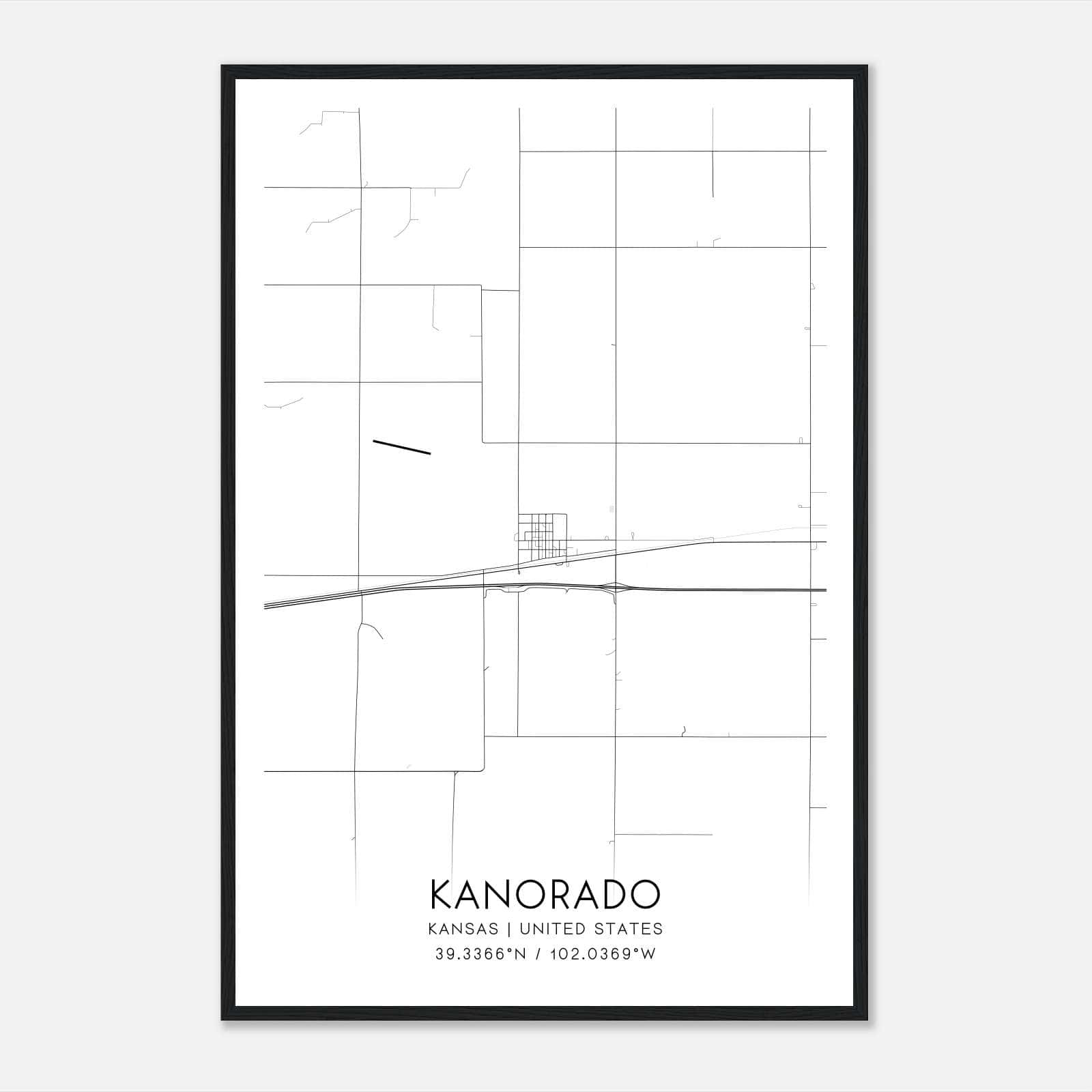 Kanorado Kansas Map Poster, Modern Home Decor Wall Art Print Kanorado Kansas Map Poster, Modern Home Decor Wall Art Print