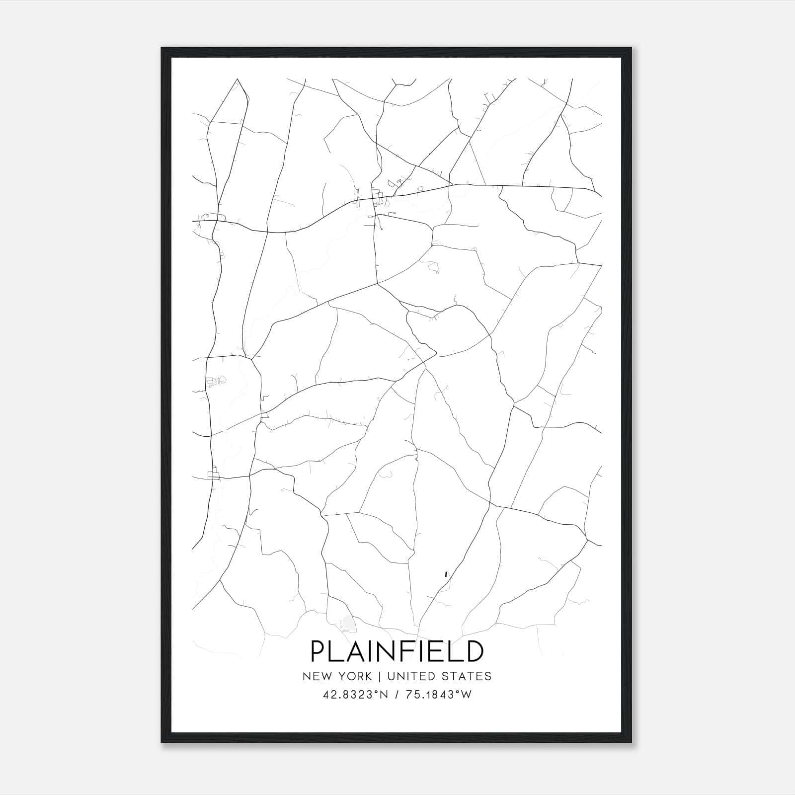 Plainfield New York Map Poster, Modern Home Decor Wall Art Print Plainfield New York Map Poster, Modern Home Decor Wall Art Print