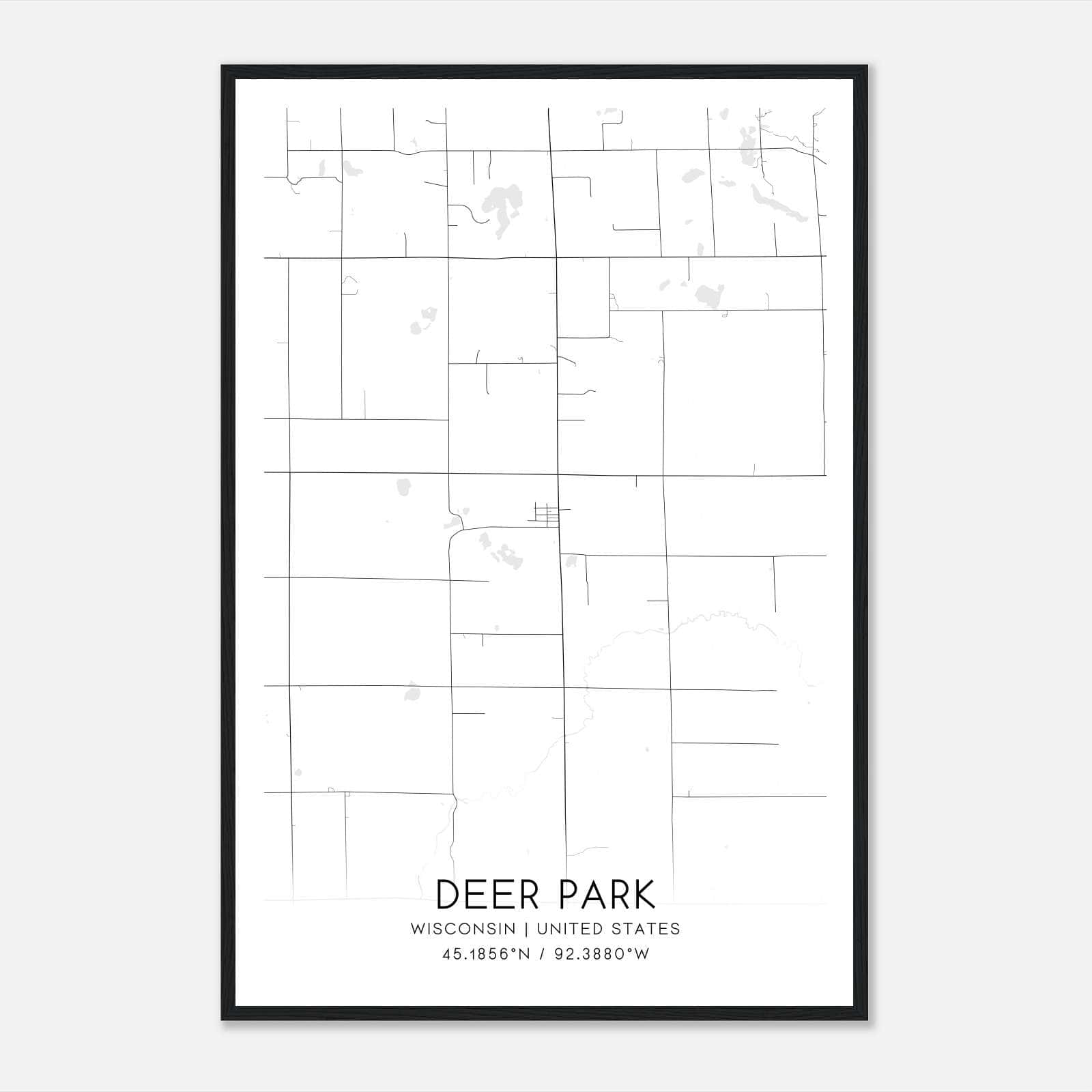 Deer Park Wisconsin Map Poster, Modern Home Decor Wall Art Print Deer Park Wisconsin Map Poster, Modern Home Decor Wall Art Print