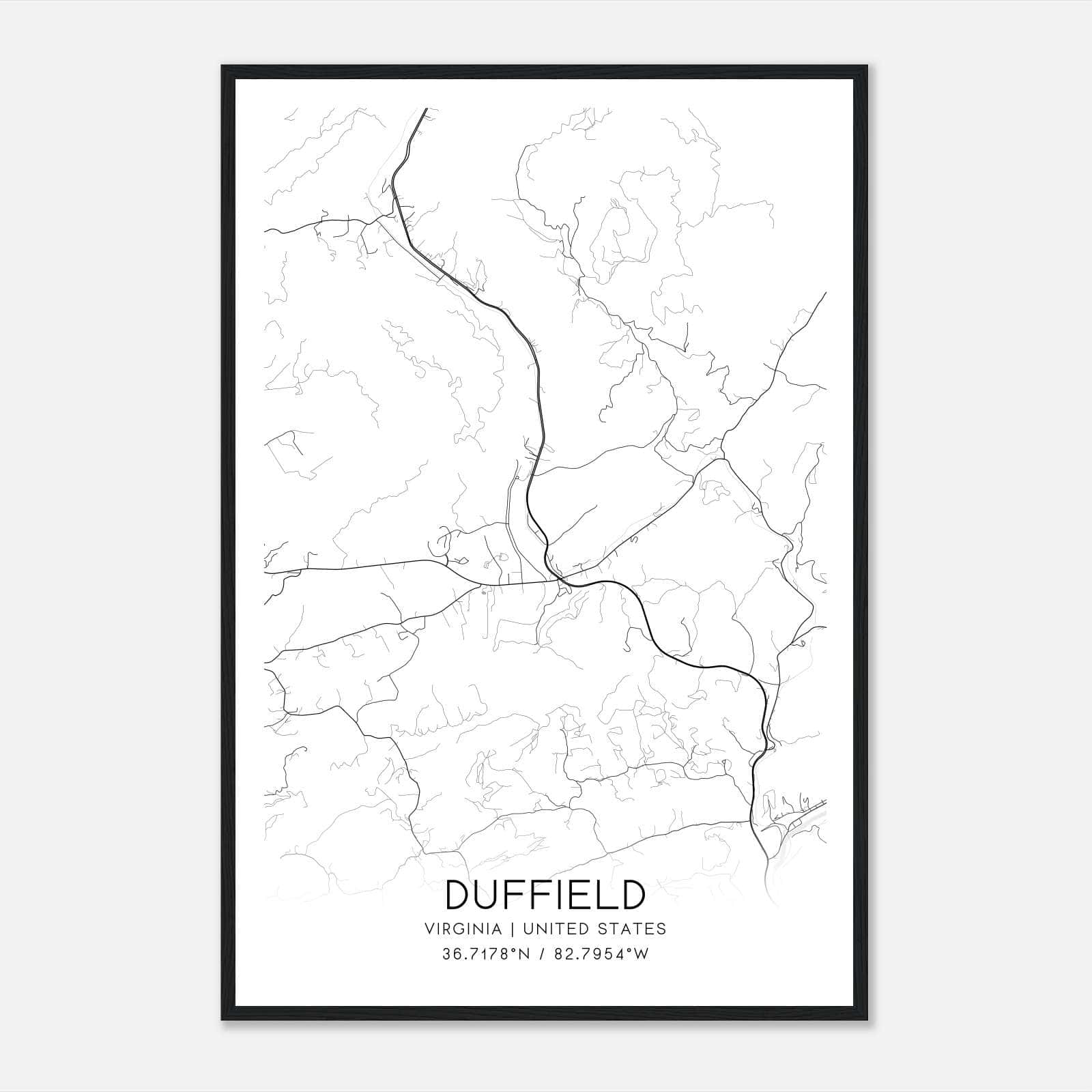 Duffield Virginia Map Poster, Modern Home Decor Wall Art Print Duffield Virginia Map Poster, Modern Home Decor Wall Art Print