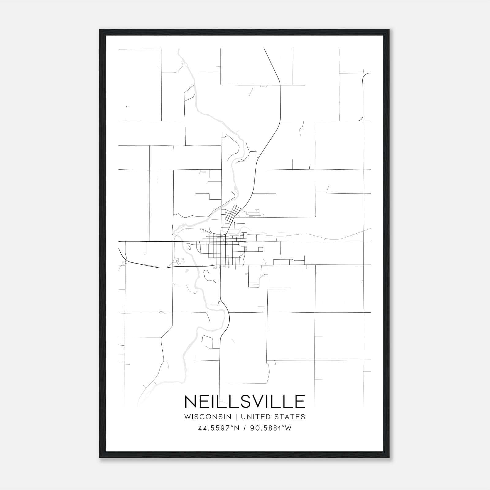 Neillsville Wisconsin Map Poster, Modern Home Decor Wall Art Print Neillsville Wisconsin Map Poster, Modern Home Decor Wall Art Print