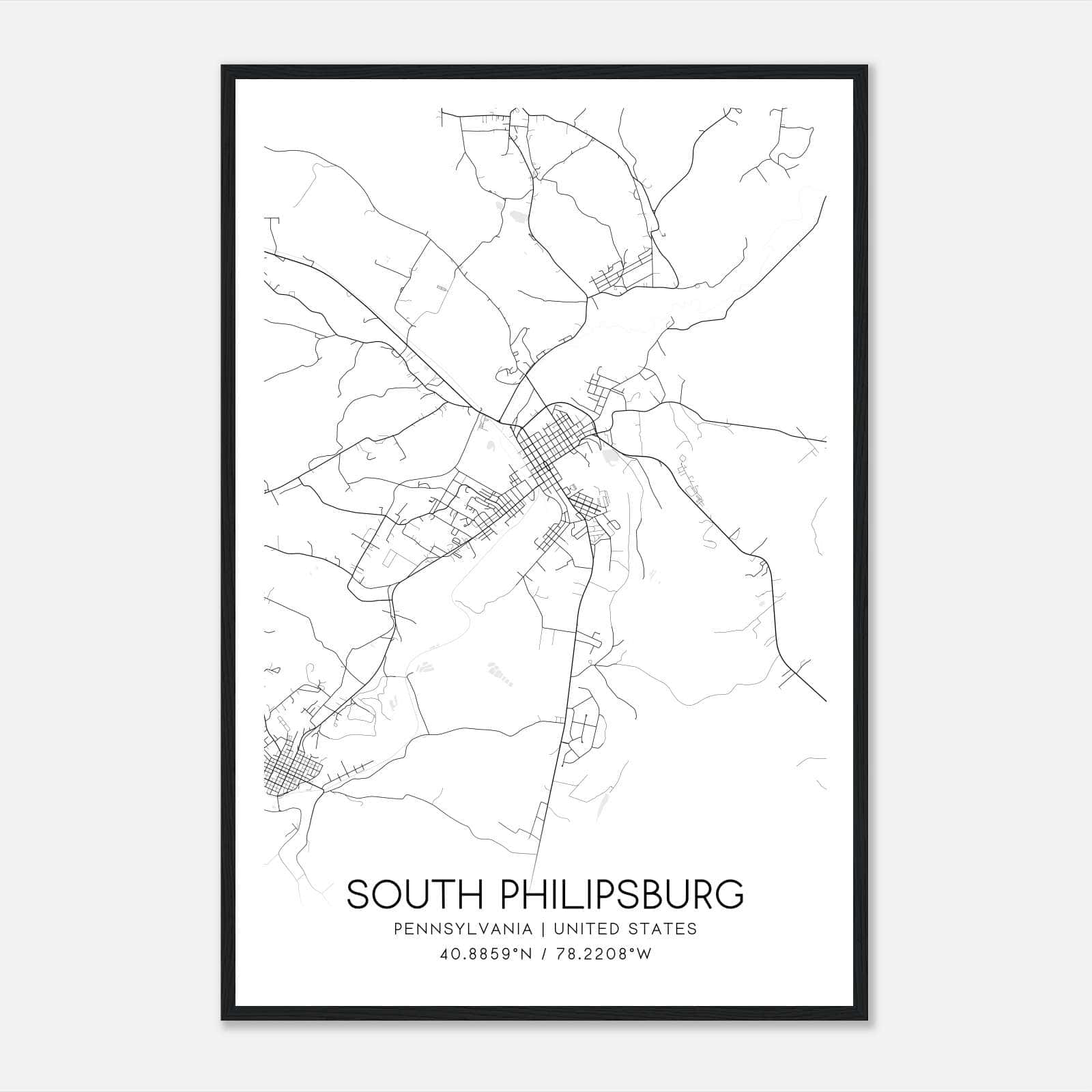 South Philipsburg Pennsylvania Map Poster, Modern Home Decor Wall Art Print South Philipsburg Pennsylvania Map Poster, Modern Home Decor Wall Art Print