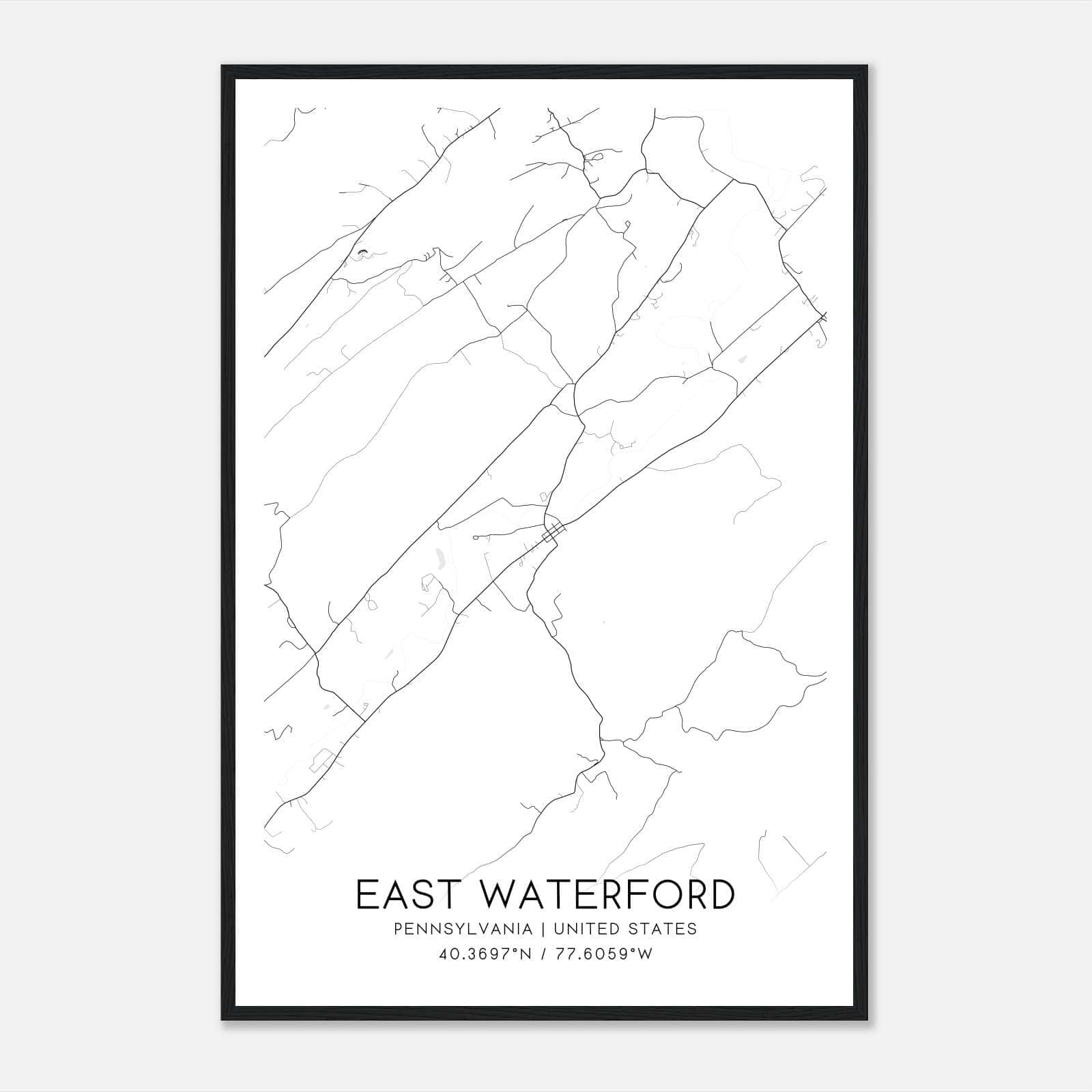 East Waterford Pennsylvania Map Poster, Modern Home Decor Wall Art Print East Waterford Pennsylvania Map Poster, Modern Home Decor Wall Art Print