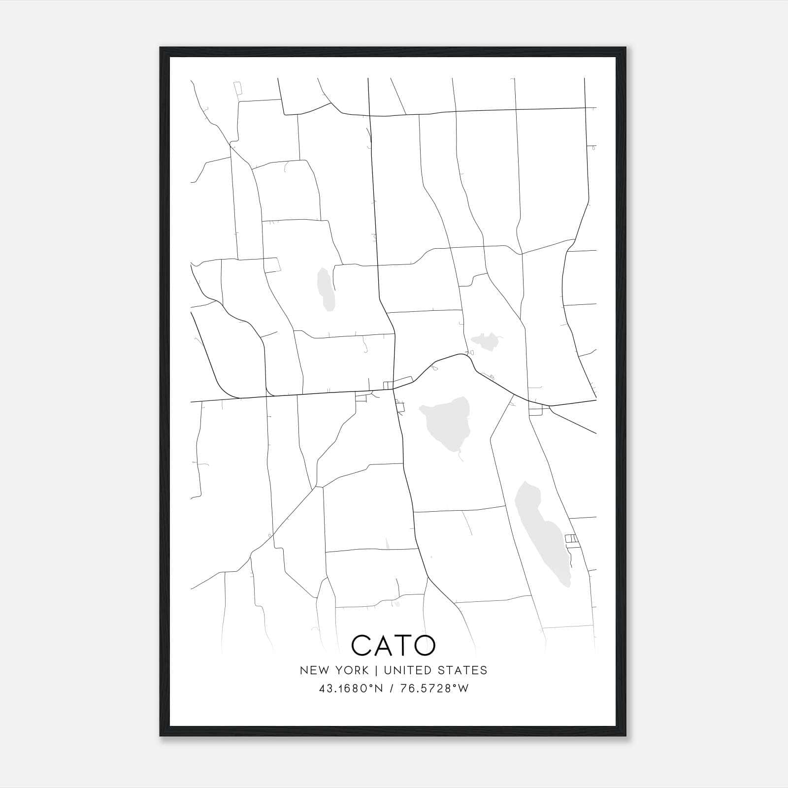 Cato New York Map Poster, Modern Home Decor Wall Art Print Cato New York Map Poster, Modern Home Decor Wall Art Print