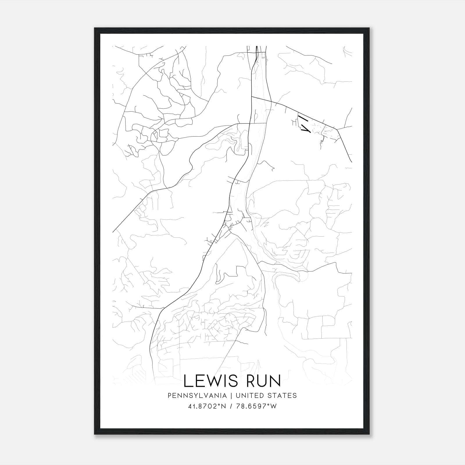 Lewis Run Pennsylvania Map Poster, Modern Home Decor Wall Art Print Lewis Run Pennsylvania Map Poster, Modern Home Decor Wall Art Print