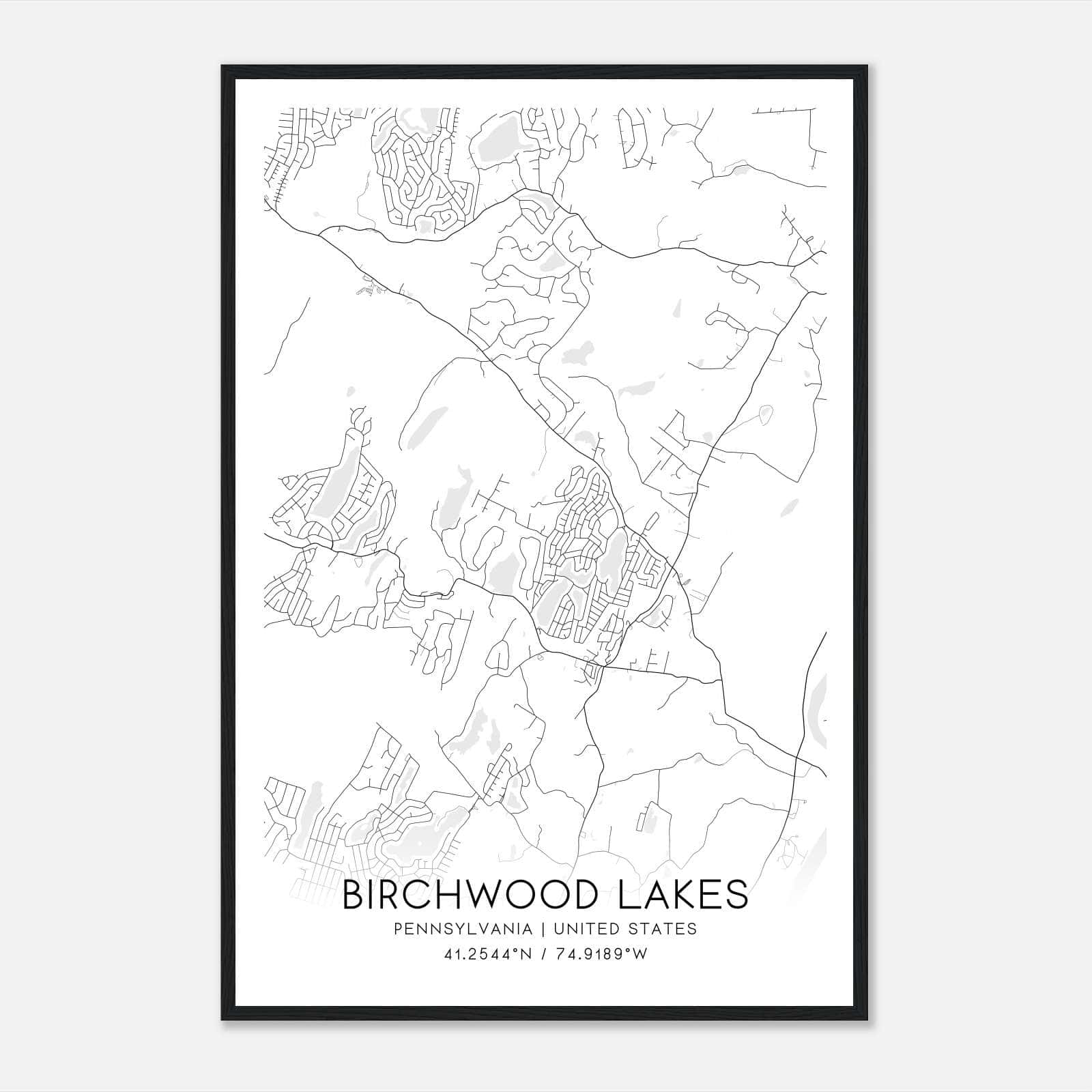 Birchwood Lakes Pennsylvania Map Poster, Modern Home Decor Wall Art Print Birchwood Lakes Pennsylvania Map Poster, Modern Home Decor Wall Art Print