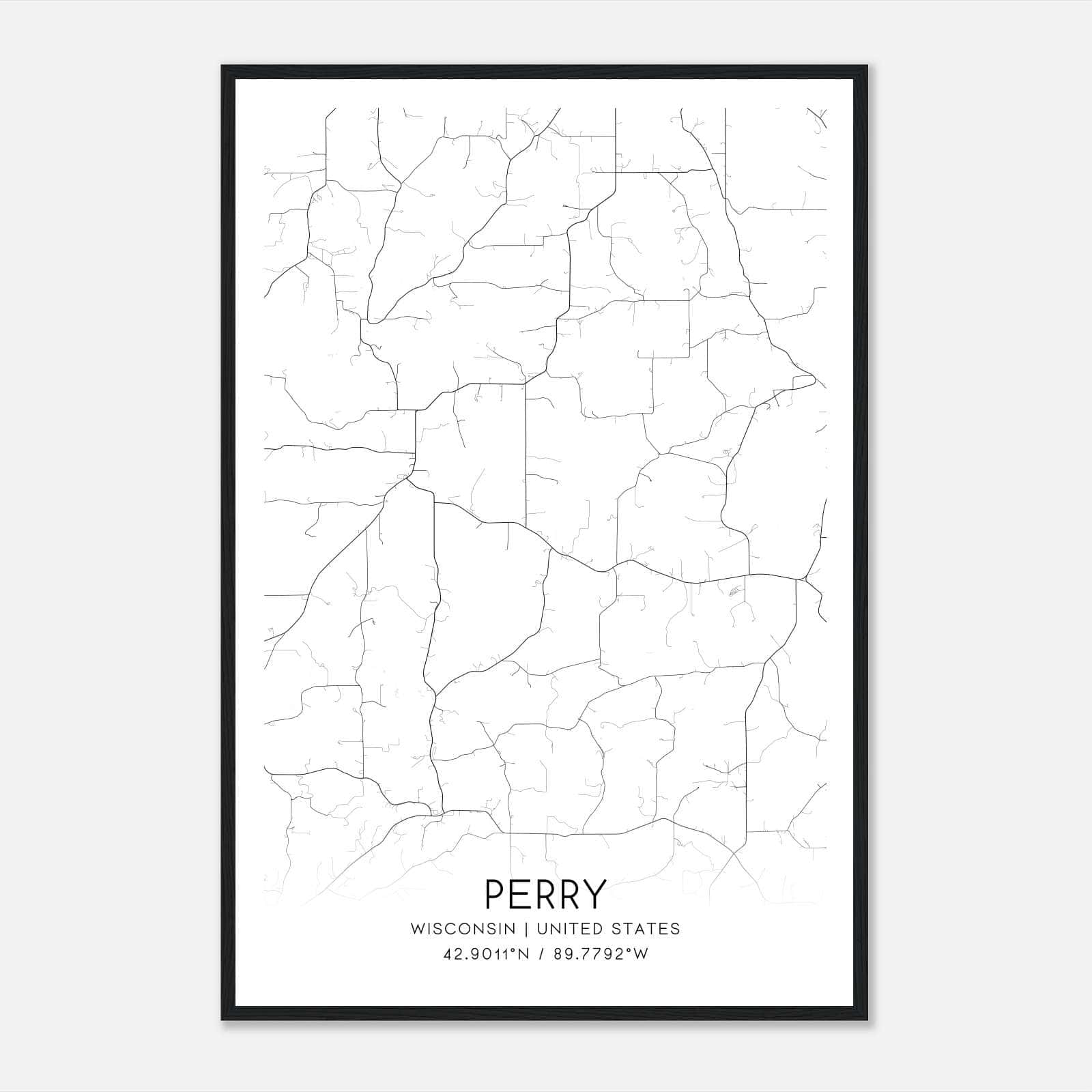 Perry Wisconsin Map Poster, Modern Home Decor Wall Art Print Perry Wisconsin Map Poster, Modern Home Decor Wall Art Print