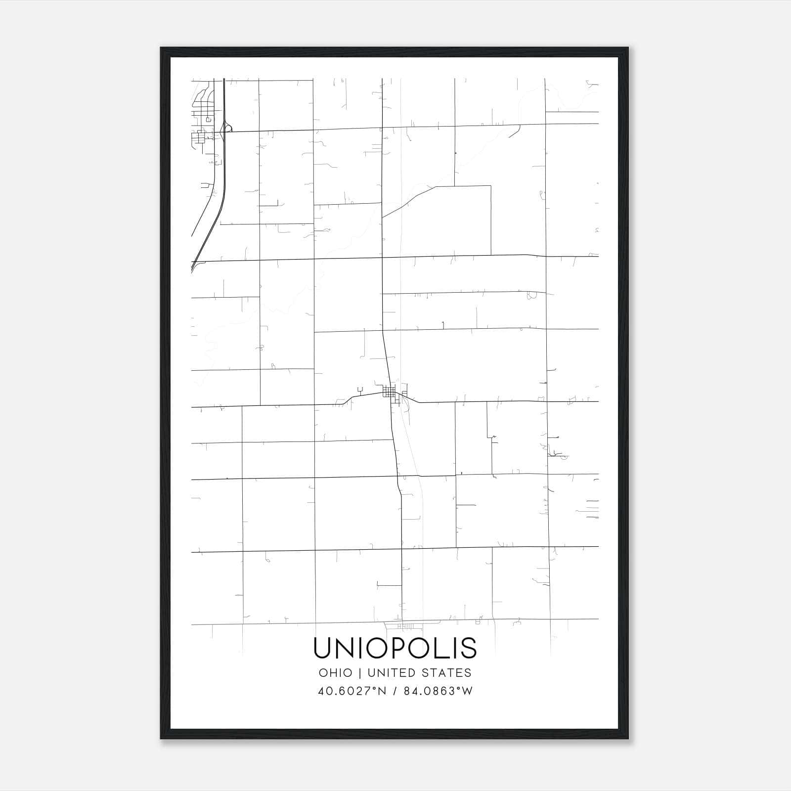 Uniopolis Ohio Map Poster, Modern Home Decor Wall Art Print Uniopolis Ohio Map Poster, Modern Home Decor Wall Art Print
