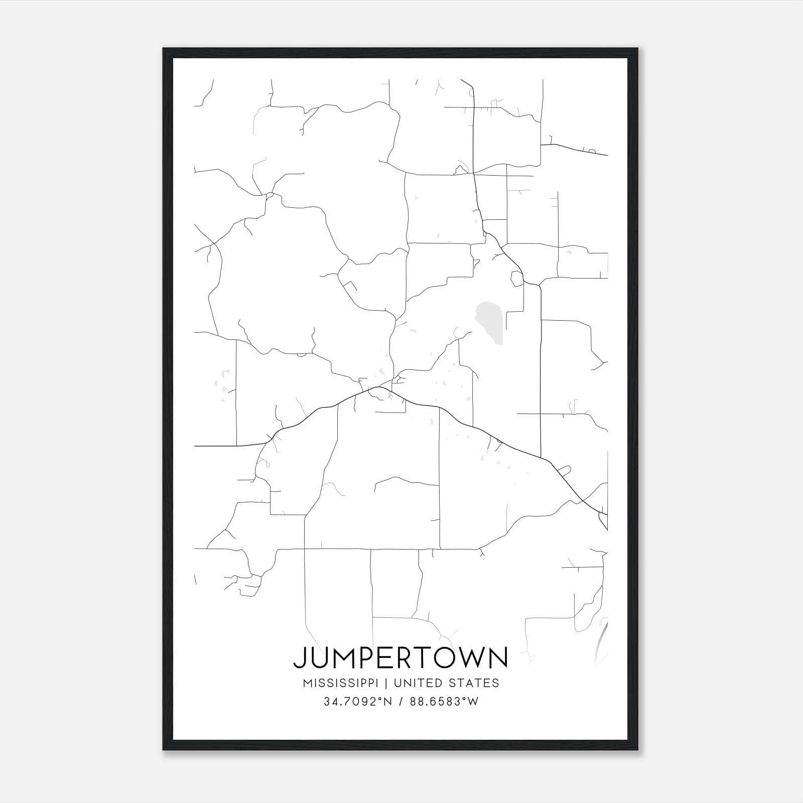 Jumpertown Mississippi Map Poster, Modern Home Decor Wall Art Print Jumpertown Mississippi Map Poster, Modern Home Decor Wall Art Print