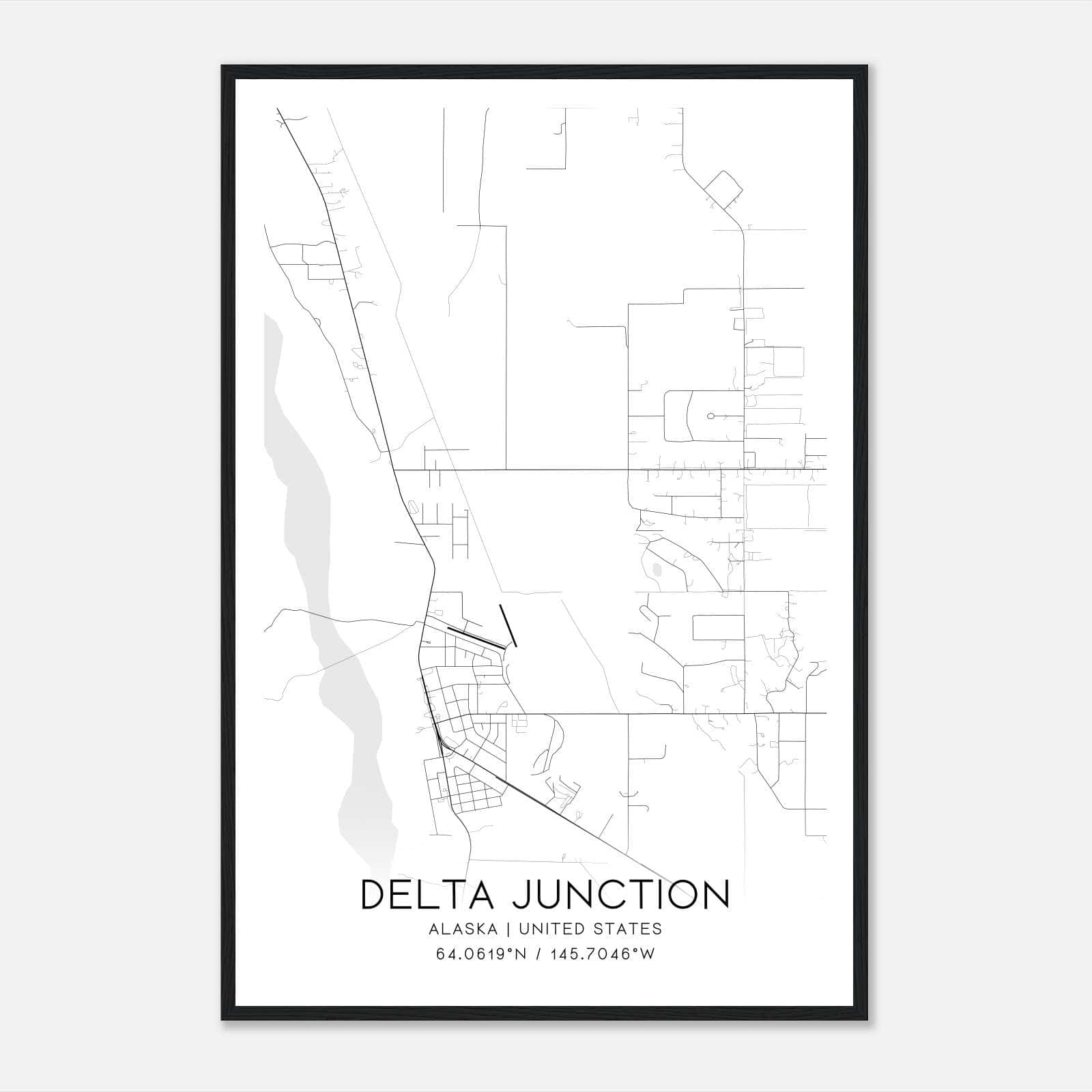 Delta Junction Alaska Map Poster, Modern Home Decor Wall Art Print Delta Junction Alaska Map Poster, Modern Home Decor Wall Art Print