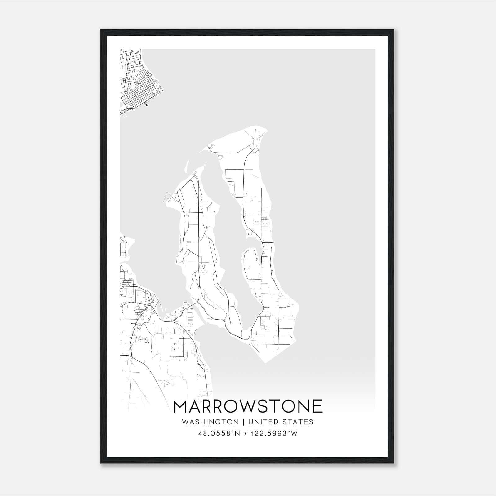 Marrowstone Washington Map Poster, Modern Home Decor Wall Art Print Marrowstone Washington Map Poster, Modern Home Decor Wall Art Print