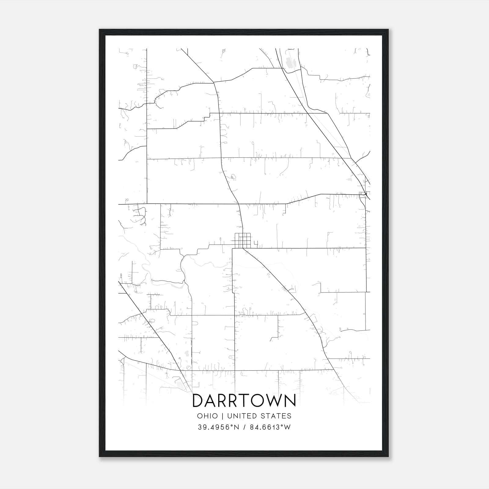 Darrtown Ohio Map Poster, Modern Home Decor Wall Art Print Darrtown Ohio Map Poster, Modern Home Decor Wall Art Print