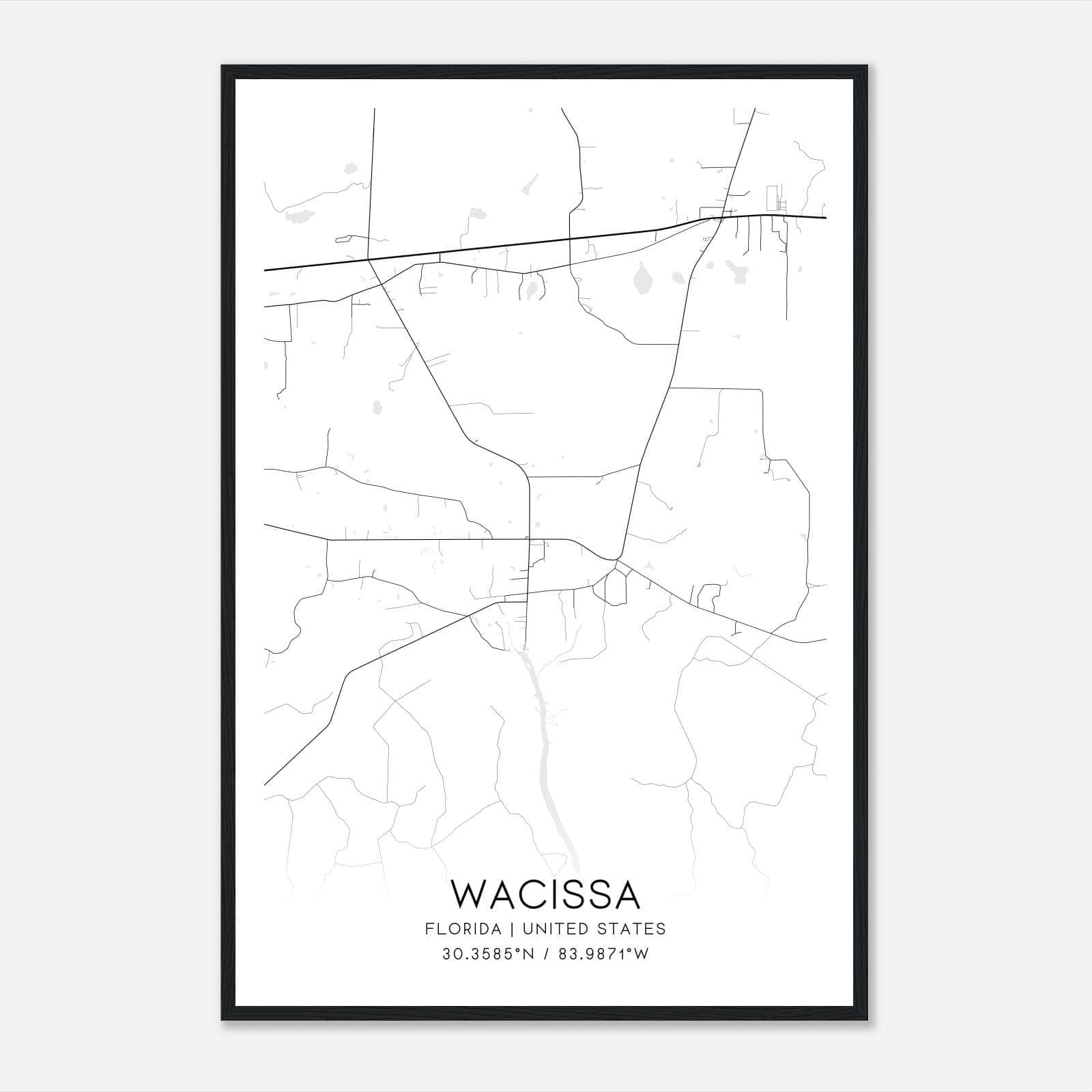 Wacissa Florida Map Poster, Modern Home Decor Wall Art Print Wacissa Florida Map Poster, Modern Home Decor Wall Art Print