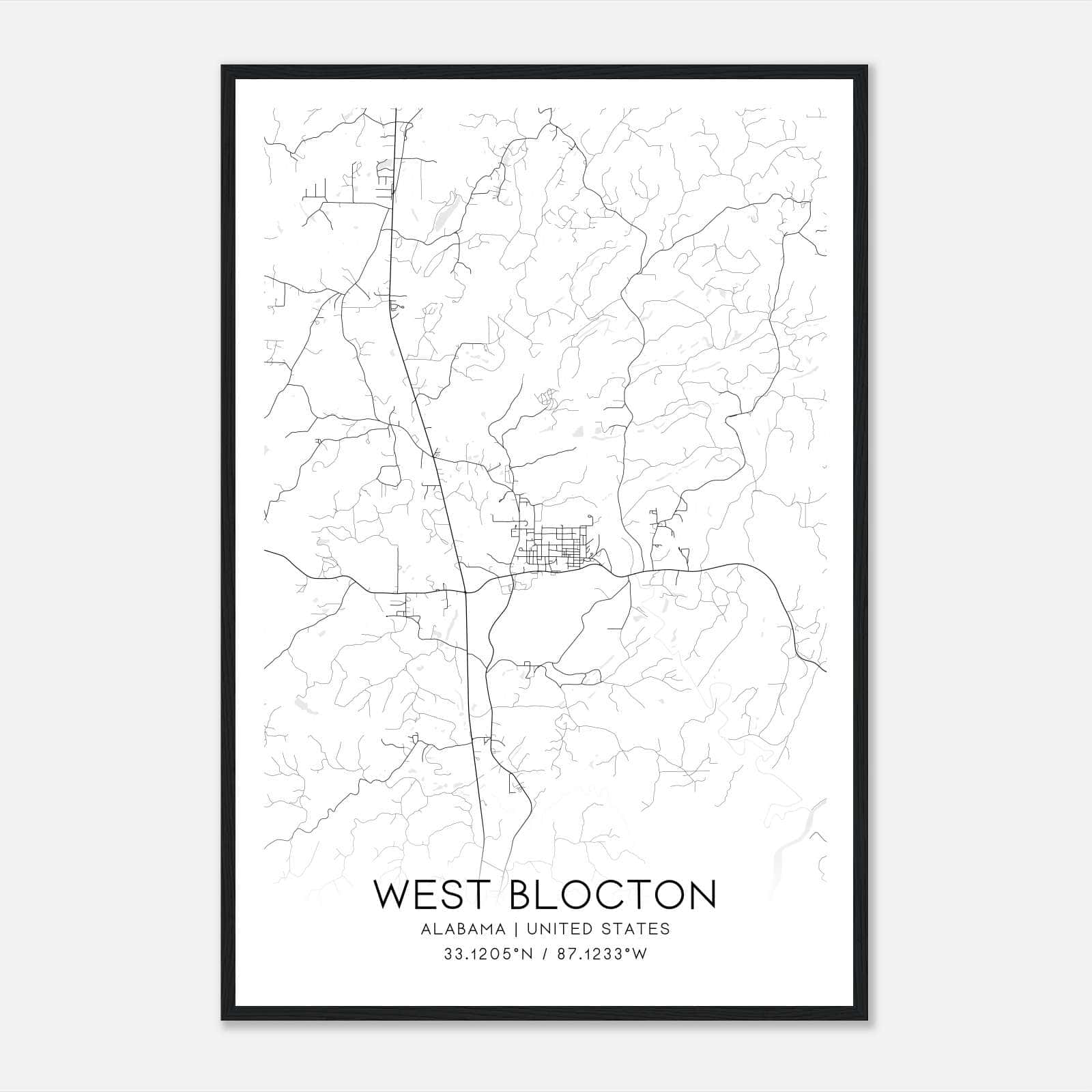 West Blocton Alabama Map Poster, Modern Home Decor Wall Art Print West Blocton Alabama Map Poster, Modern Home Decor Wall Art Print
