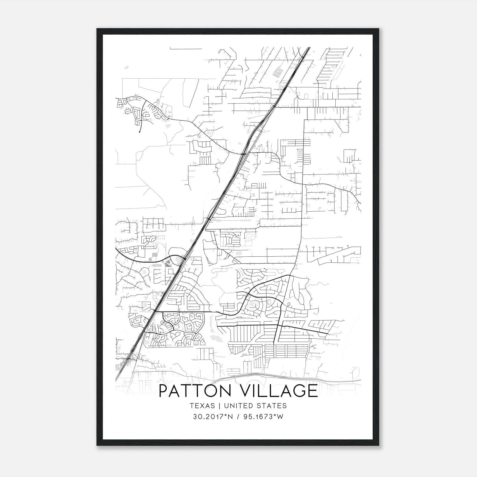 Patton Village Texas Map Poster, Modern Home Decor Wall Art Print Patton Village Texas Map Poster, Modern Home Decor Wall Art Print